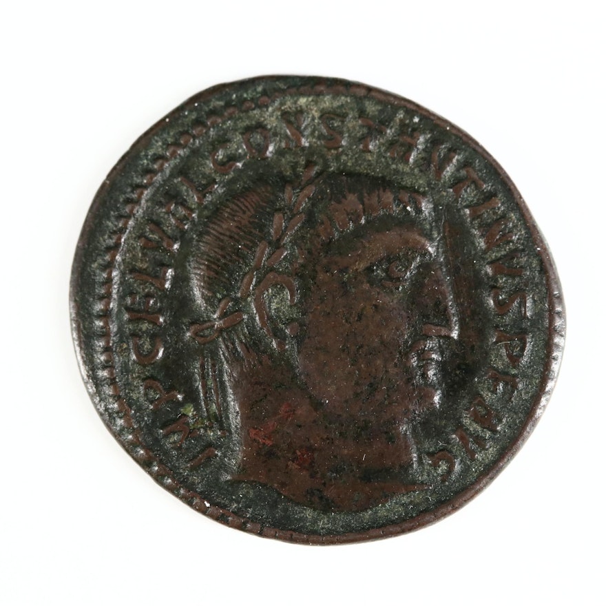 Ancient Roman Imperial AE Follis Coin of Constantine I, ca. 313 A.D.