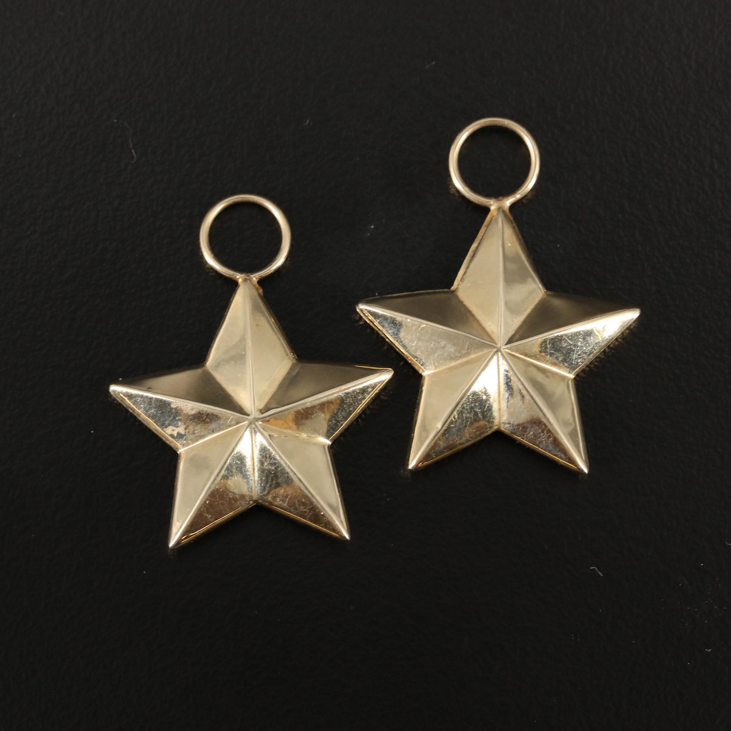 14K Stars and Enamel Heart Earring Enhancers