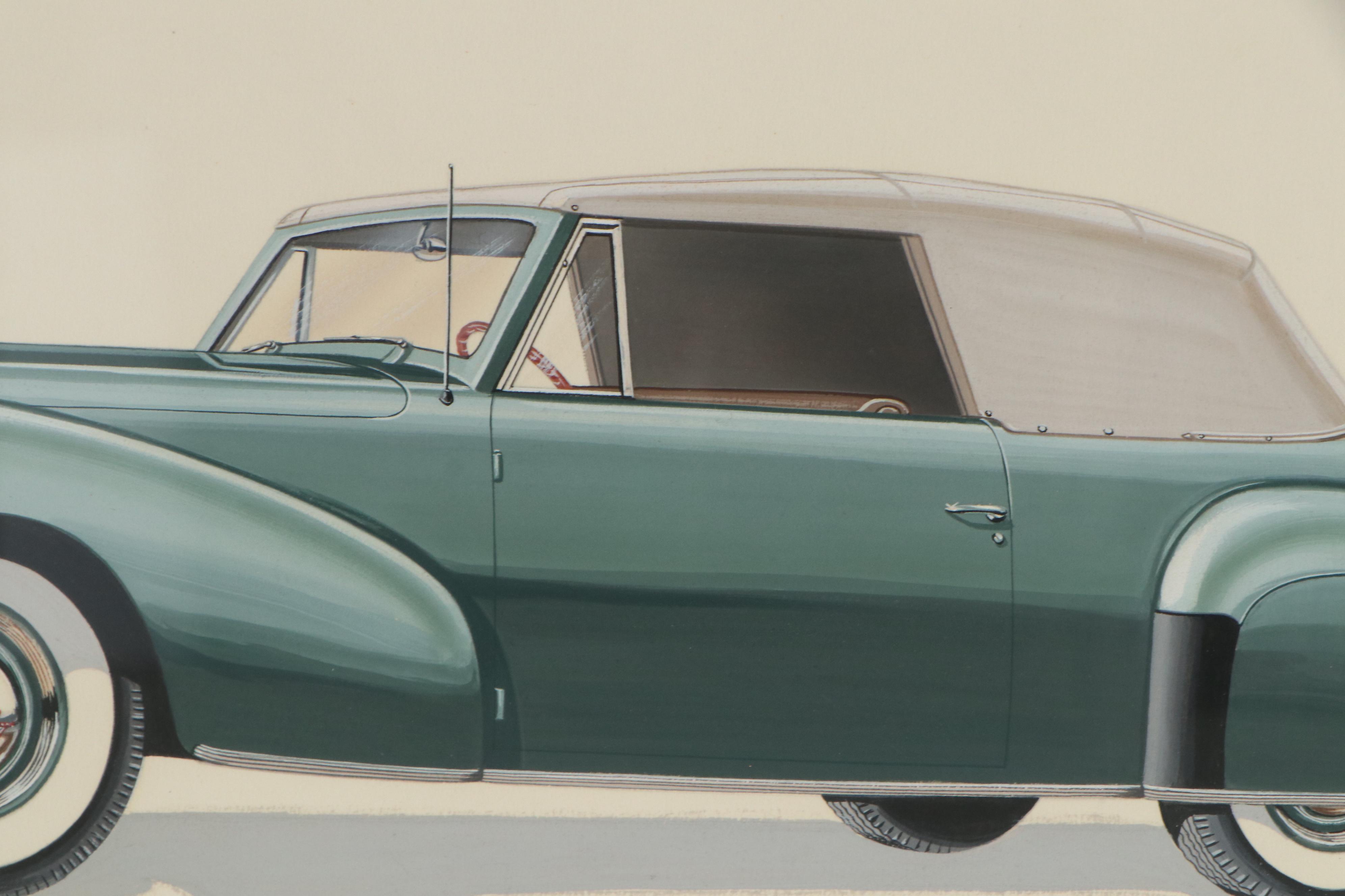 Dom Pacitti Gouache Painting of Lincoln Zephyr, 1961