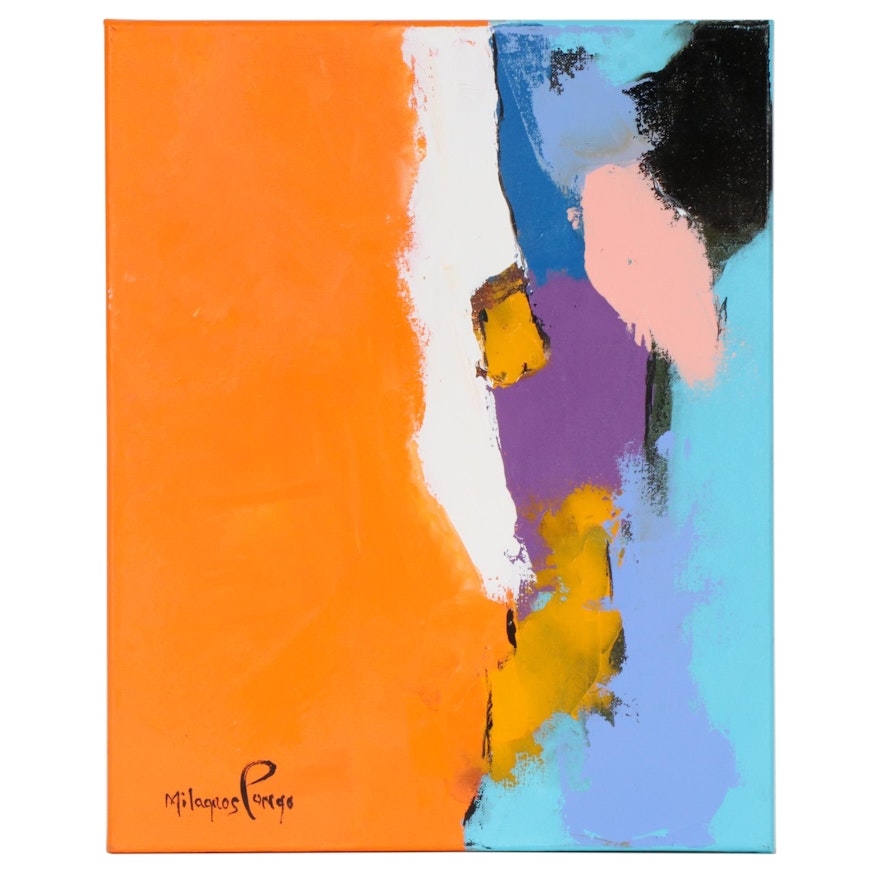 Milagros Pongo Abstract Mixed Media Painting, 21st Century