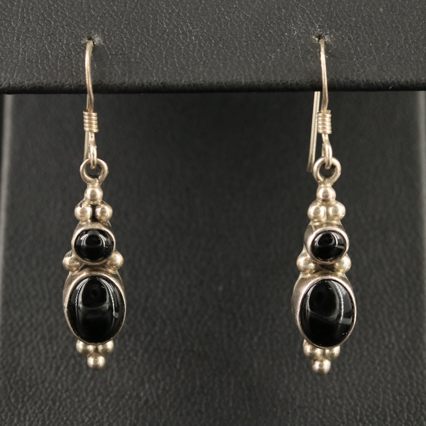 Sterling Silver Black Onyx Dangle Earrings