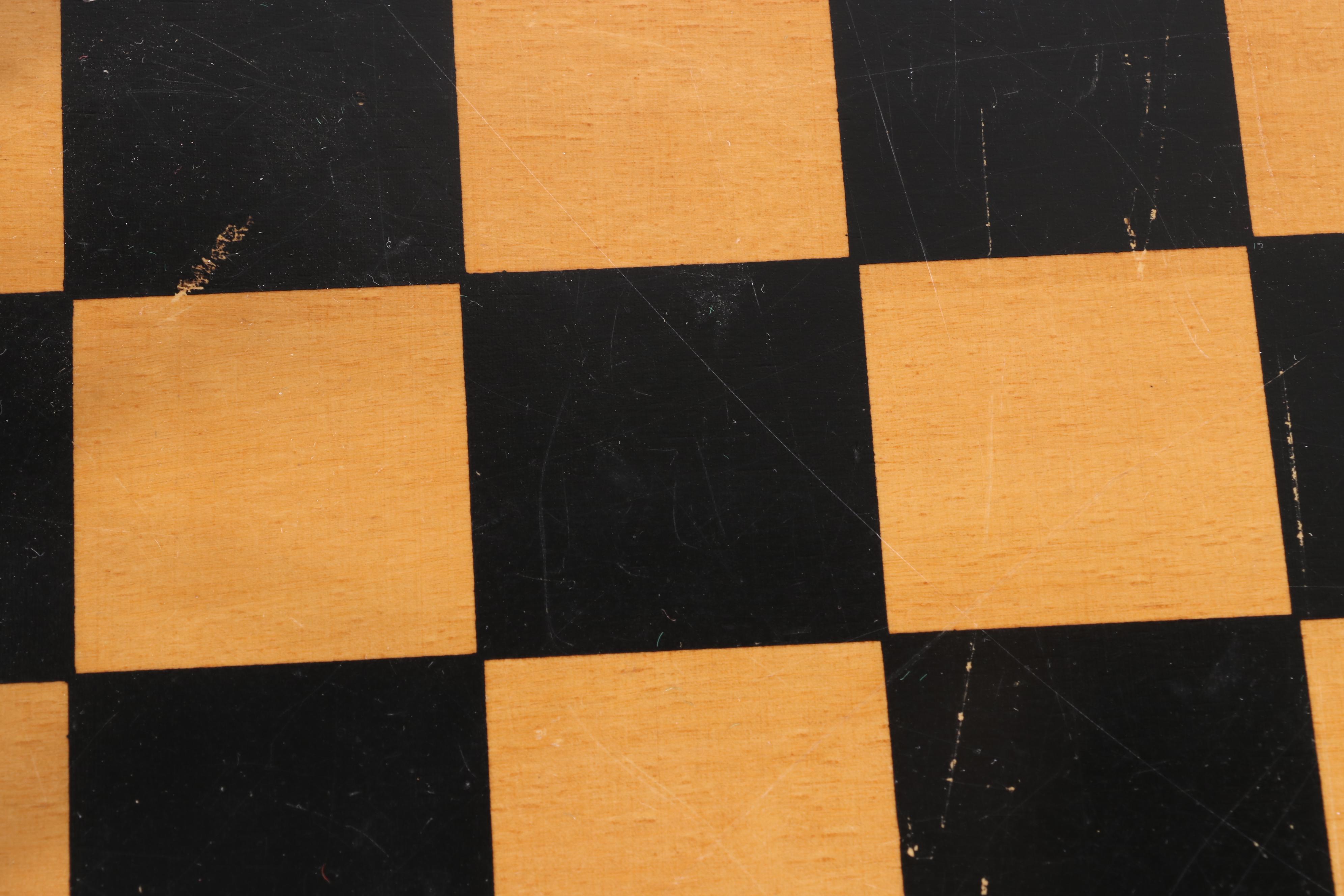 Italian Mahogany Savonarola Chess Table and Chairs, Late 20th Century