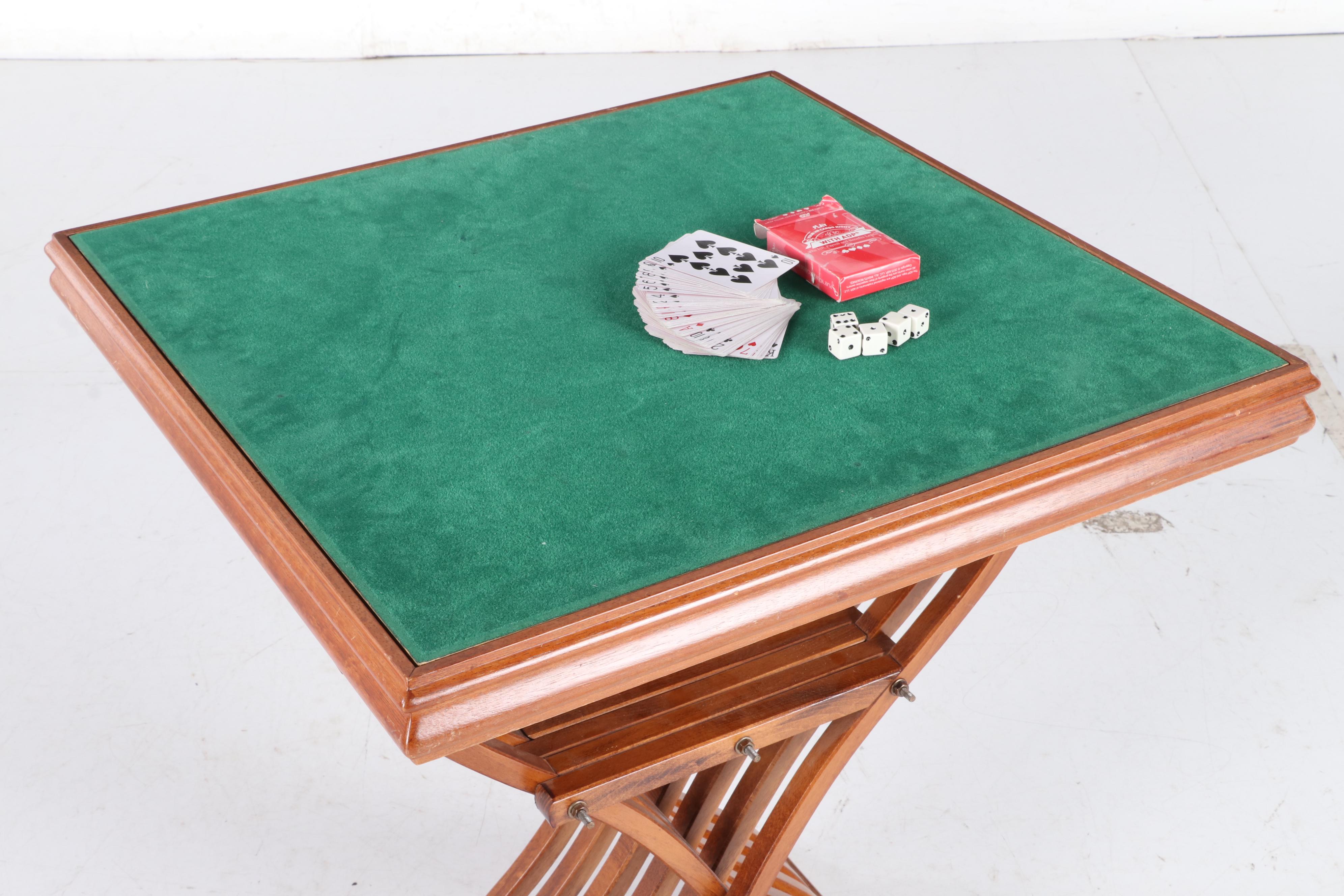 Italian Mahogany Savonarola Chess Table and Chairs, Late 20th Century