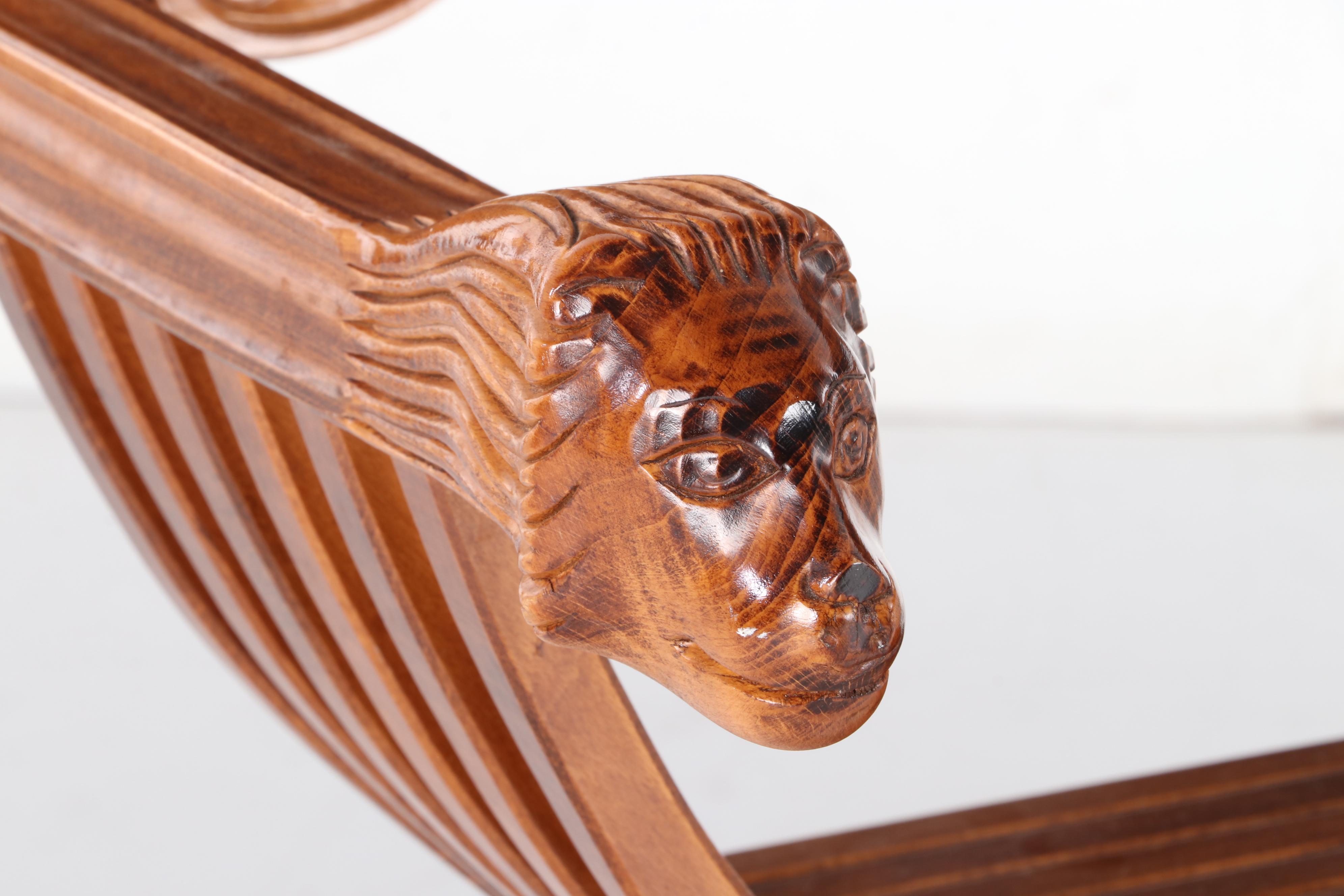 Italian Mahogany Savonarola Chess Table and Chairs, Late 20th Century