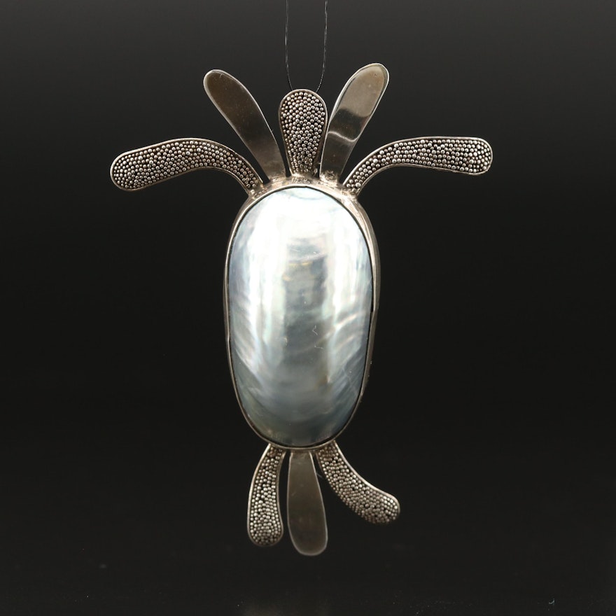 Sterling Silver Mother of Pearl Converter Brooch