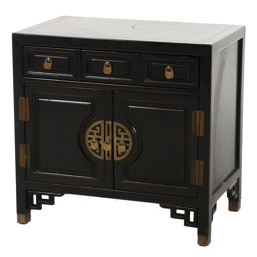 Chinese Black Lacquered and Brass-Mounted Cabinet