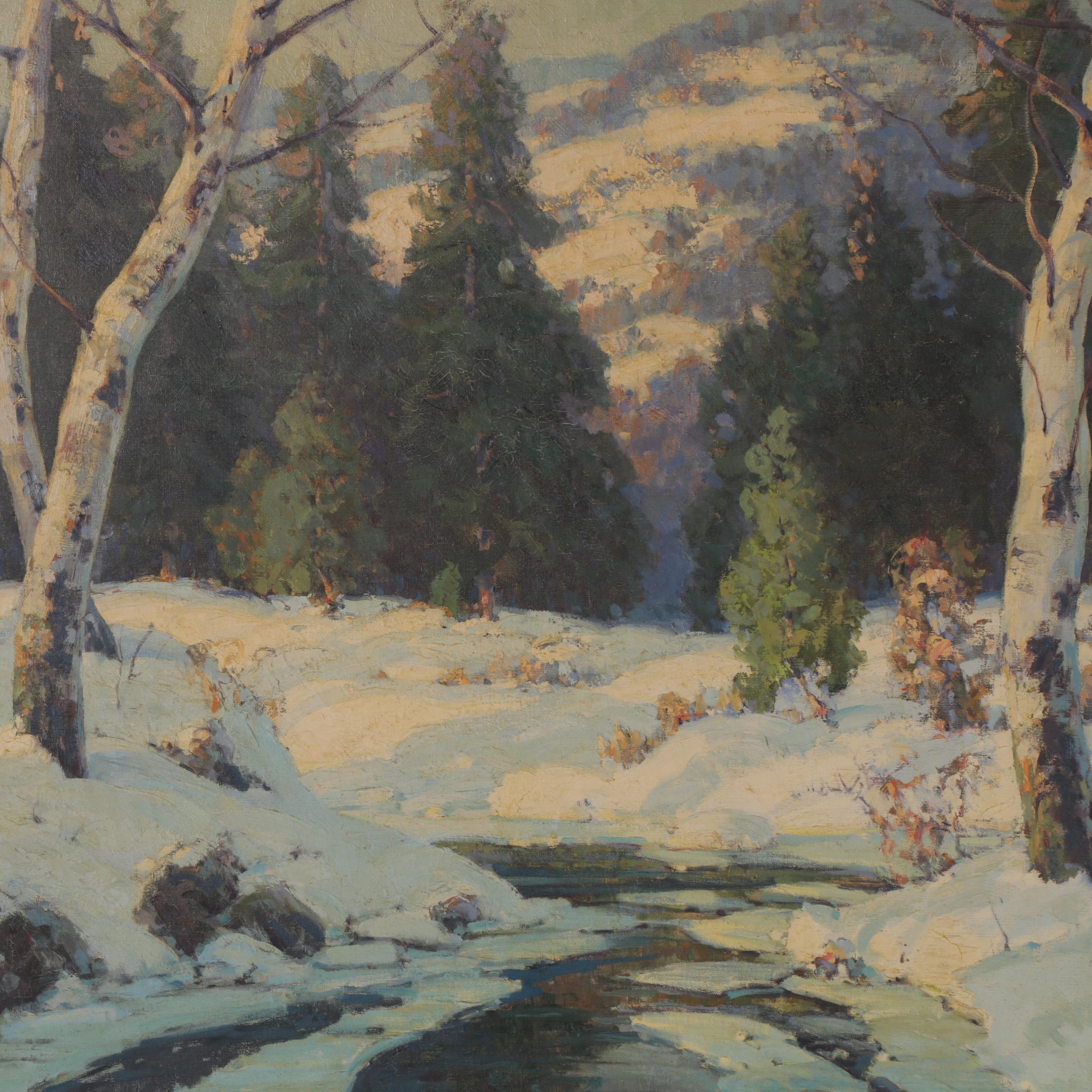 Walter Koeniger Winter Landscape Oil Painting "Winter Quiet," 1930