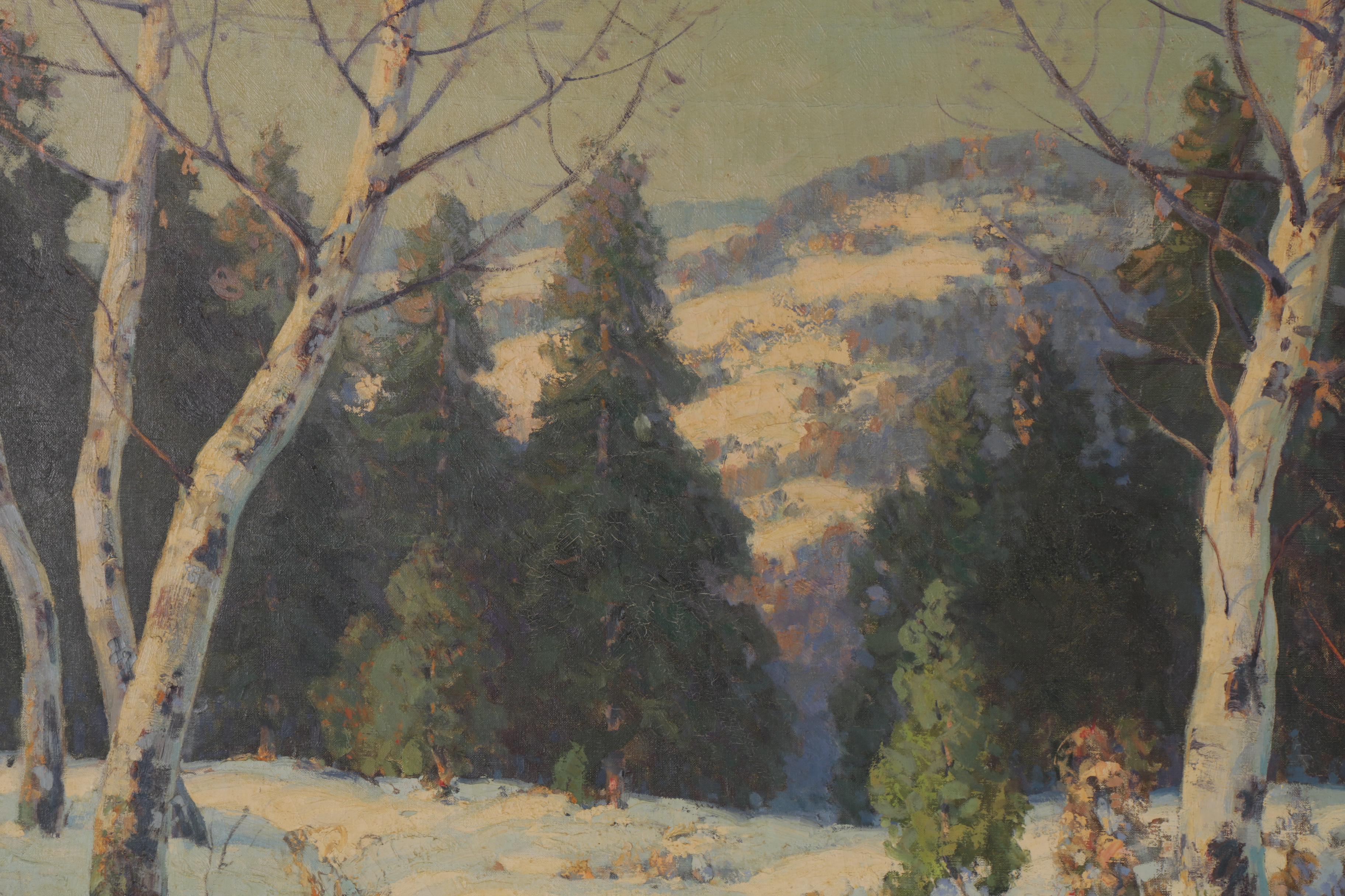 Walter Koeniger Winter Landscape Oil Painting "Winter Quiet," 1930