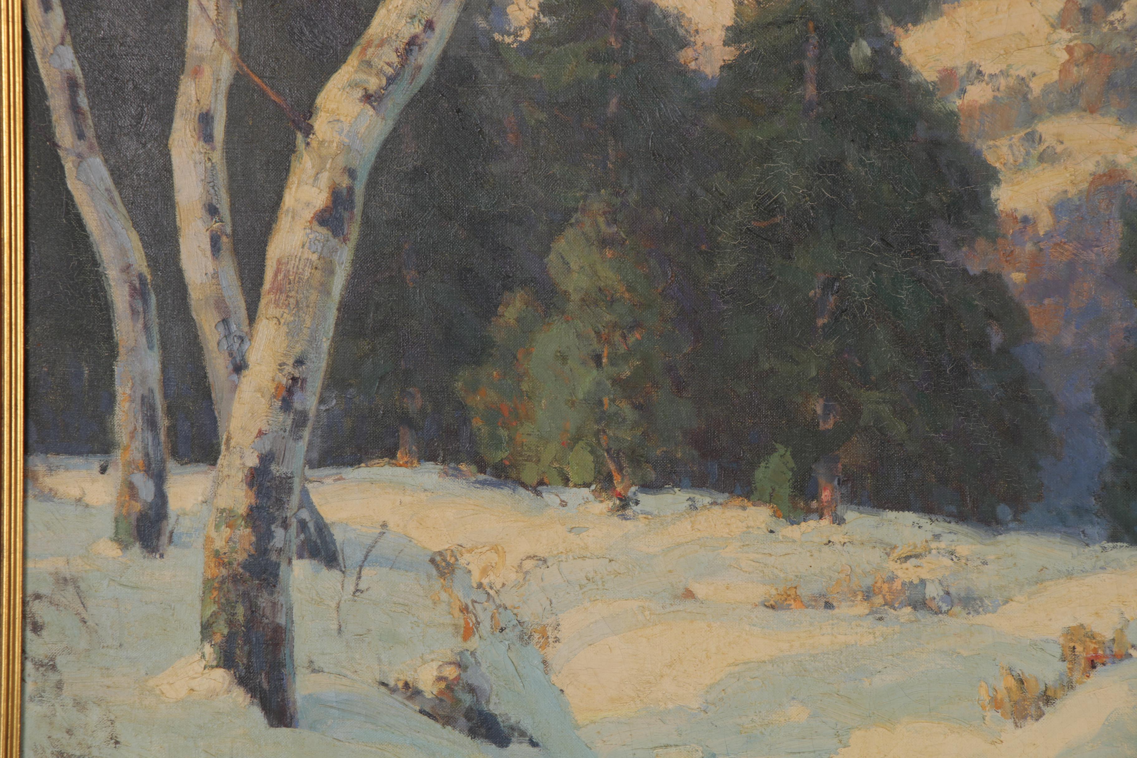 Walter Koeniger Winter Landscape Oil Painting "Winter Quiet," 1930