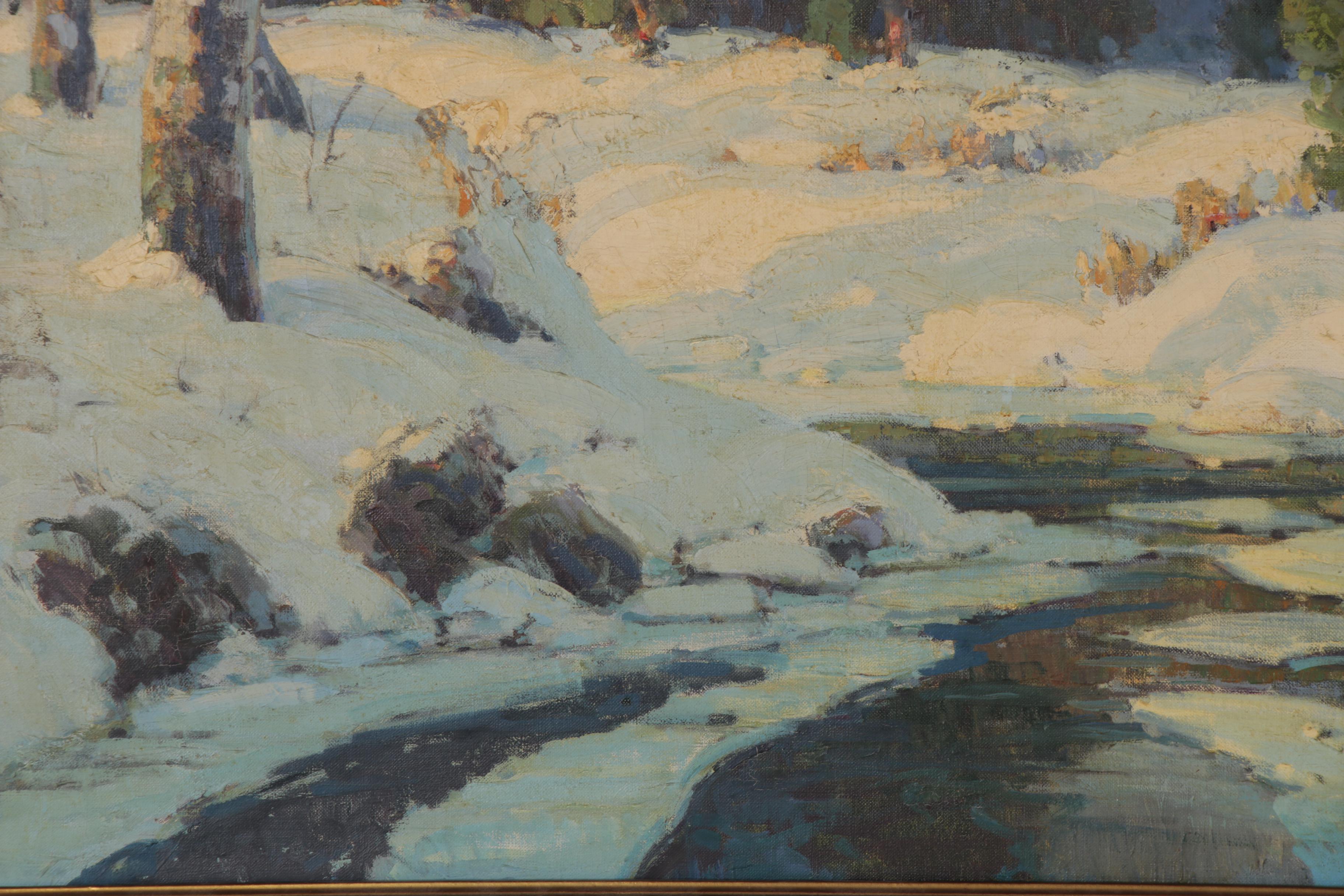 Walter Koeniger Winter Landscape Oil Painting "Winter Quiet," 1930