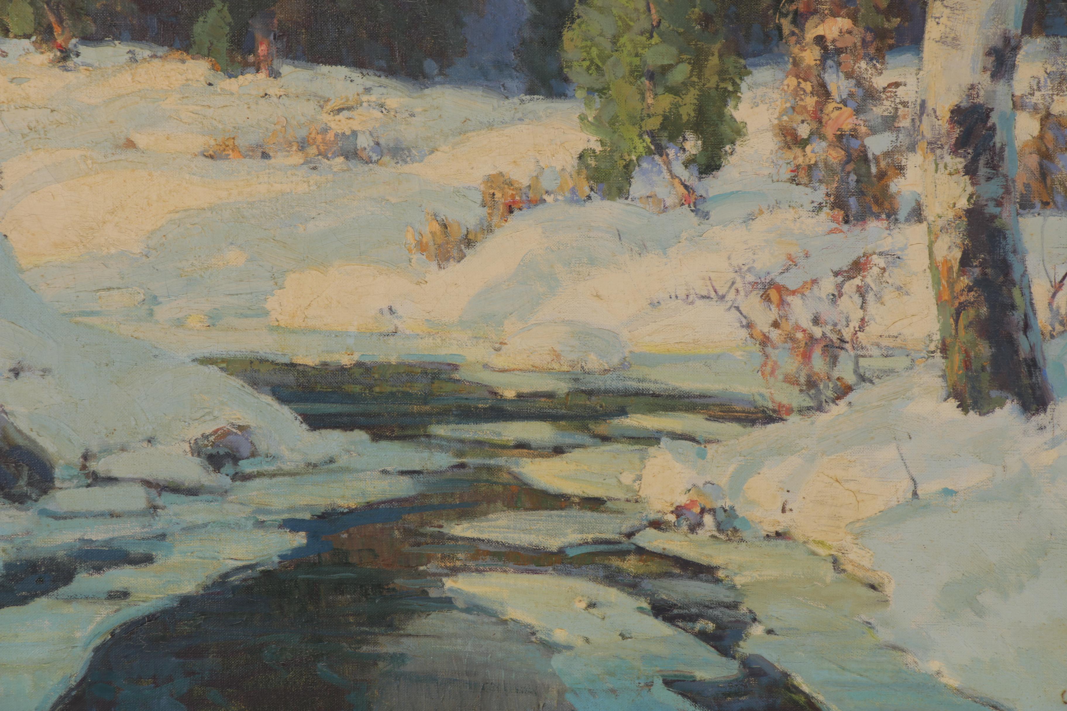 Walter Koeniger Winter Landscape Oil Painting "Winter Quiet," 1930