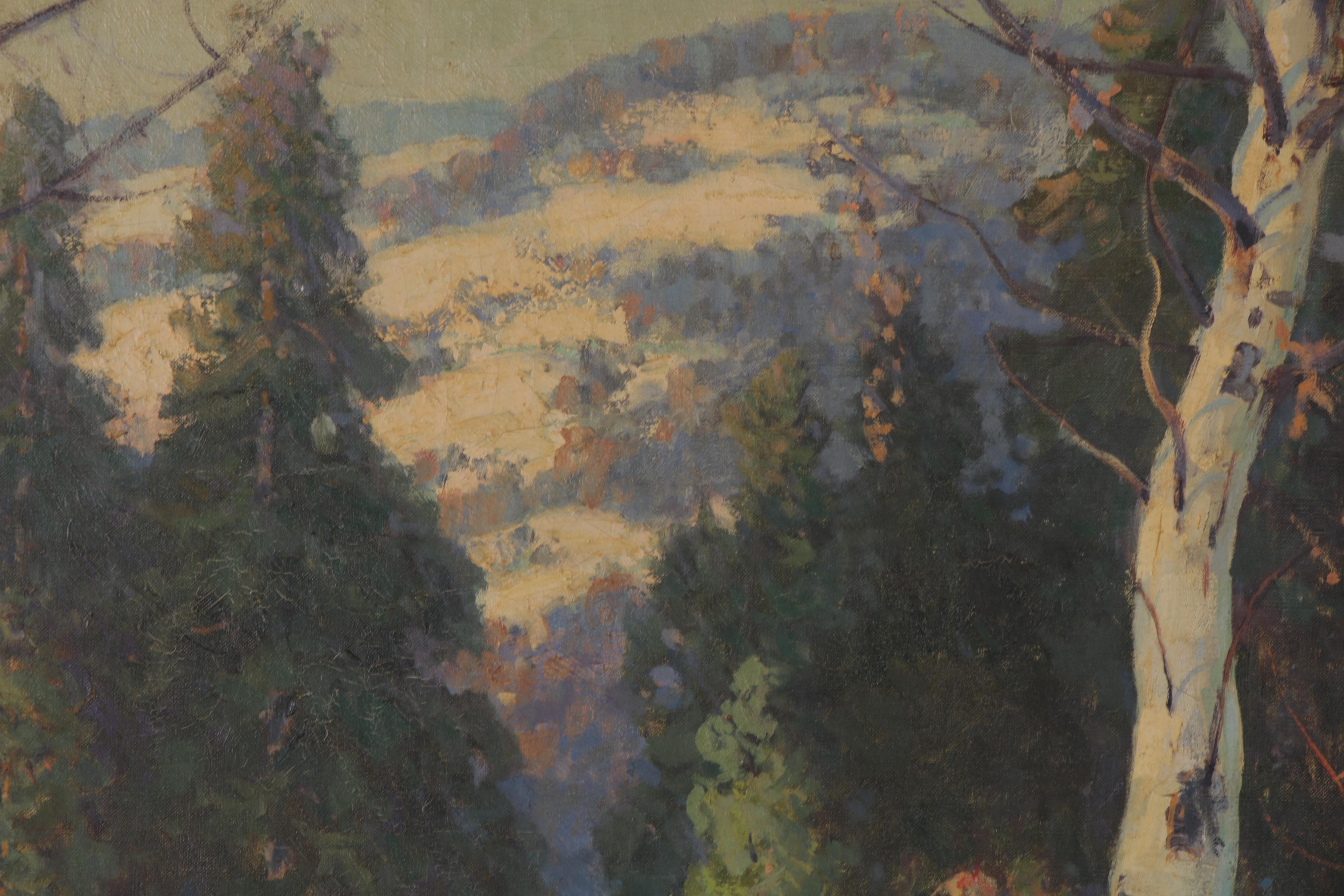 Walter Koeniger Winter Landscape Oil Painting "Winter Quiet," 1930