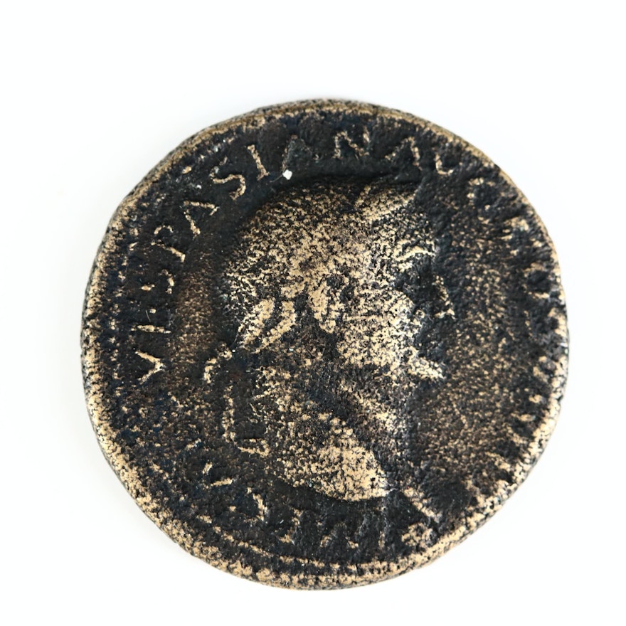 Ancient Roman Imperial AE Dupondius Coin of Vespasian, ca. 70 A.D.