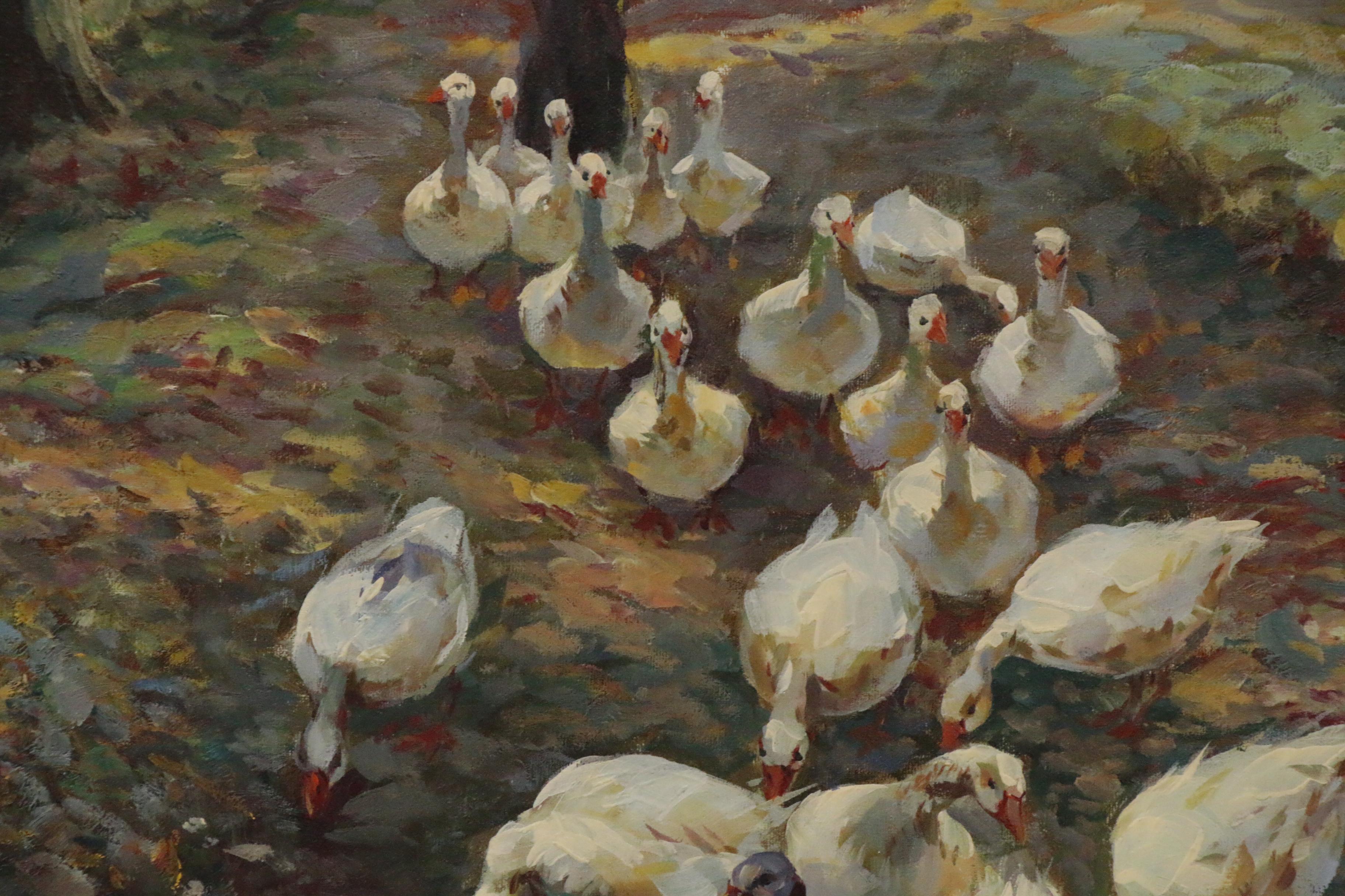 Oil Painting after Henry Herbert La Thangue "The Watersplash", 20th Century