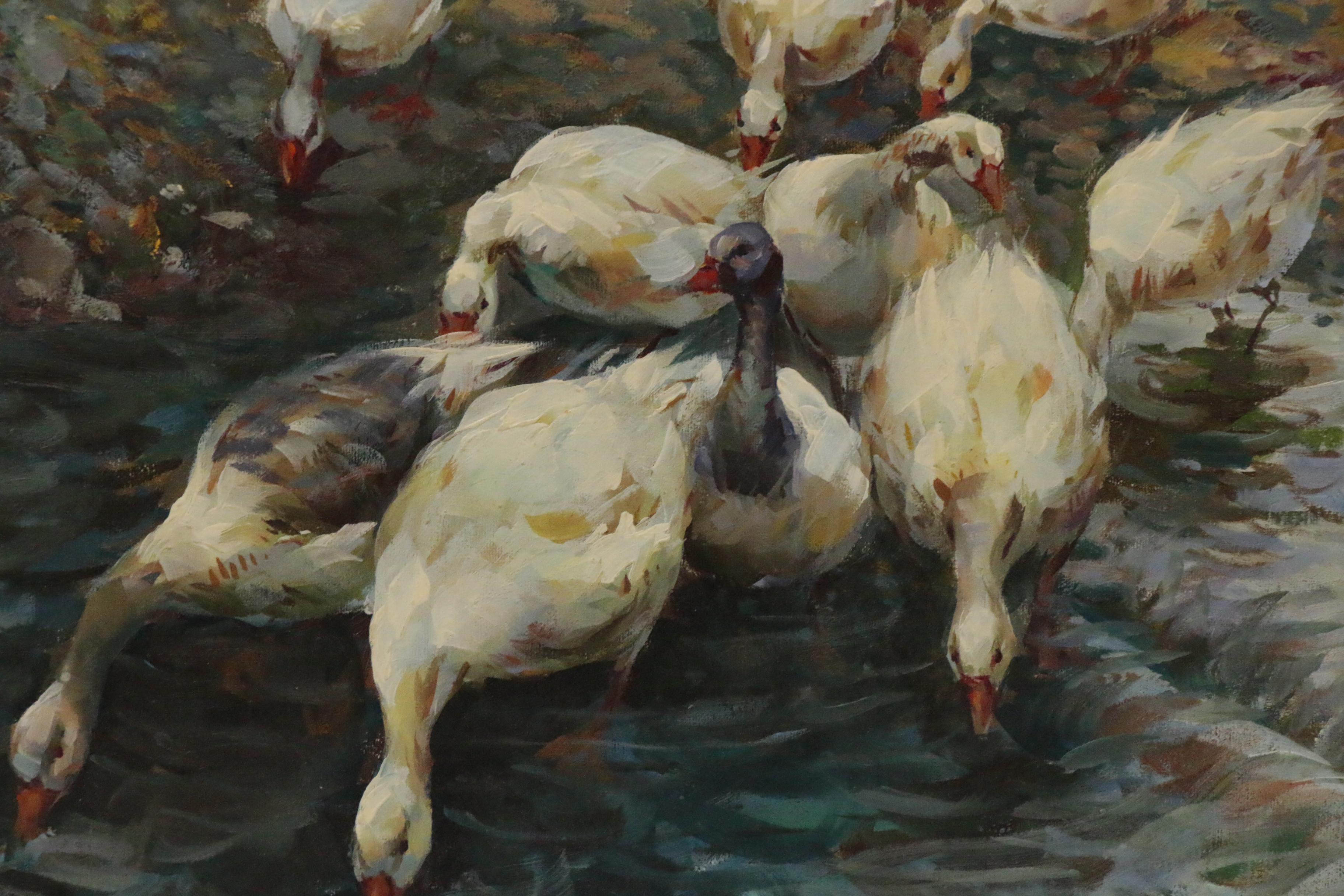 Oil Painting after Henry Herbert La Thangue "The Watersplash", 20th Century