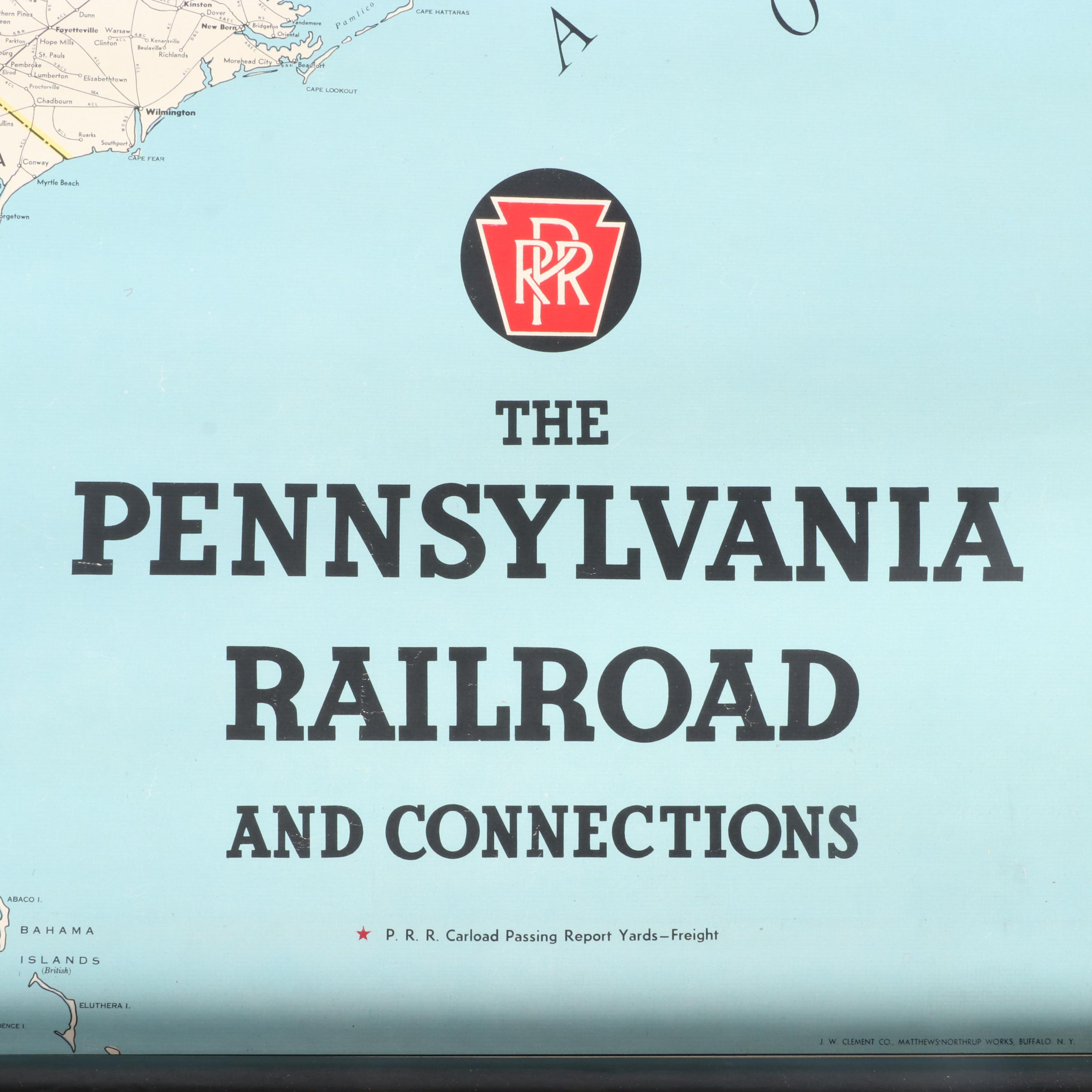 Lithograph Wall Map "The Pennsylvania Railroad and Connections", 1935