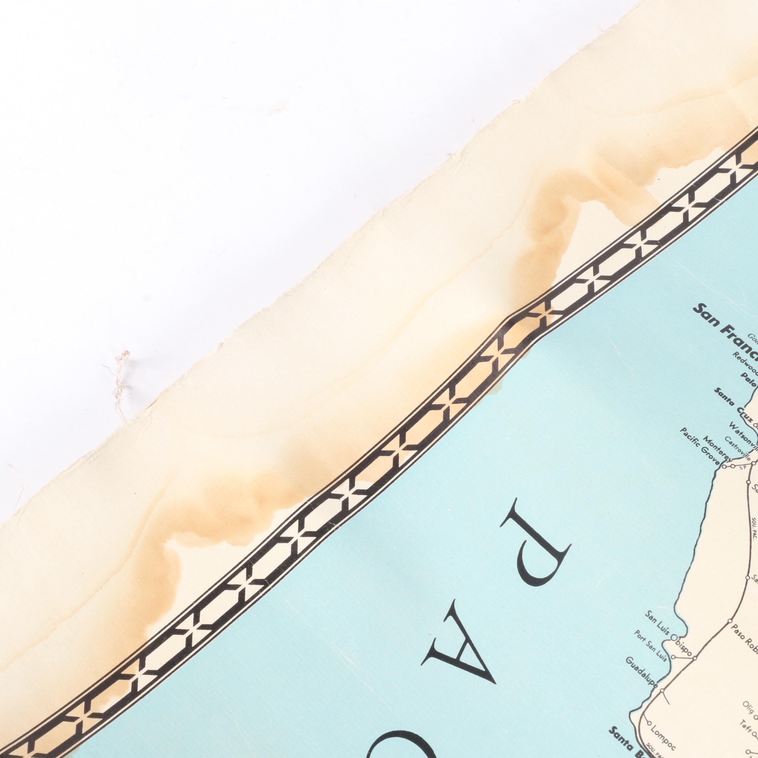 Lithograph Wall Map "The Pennsylvania Railroad and Connections", 1935