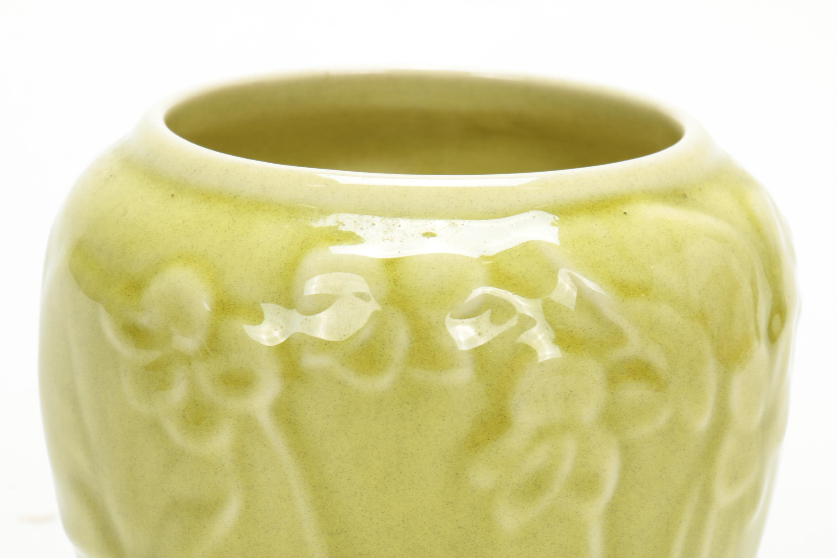 Rookwood Pottery "Violets" Chartreuse Jardinière, 1946