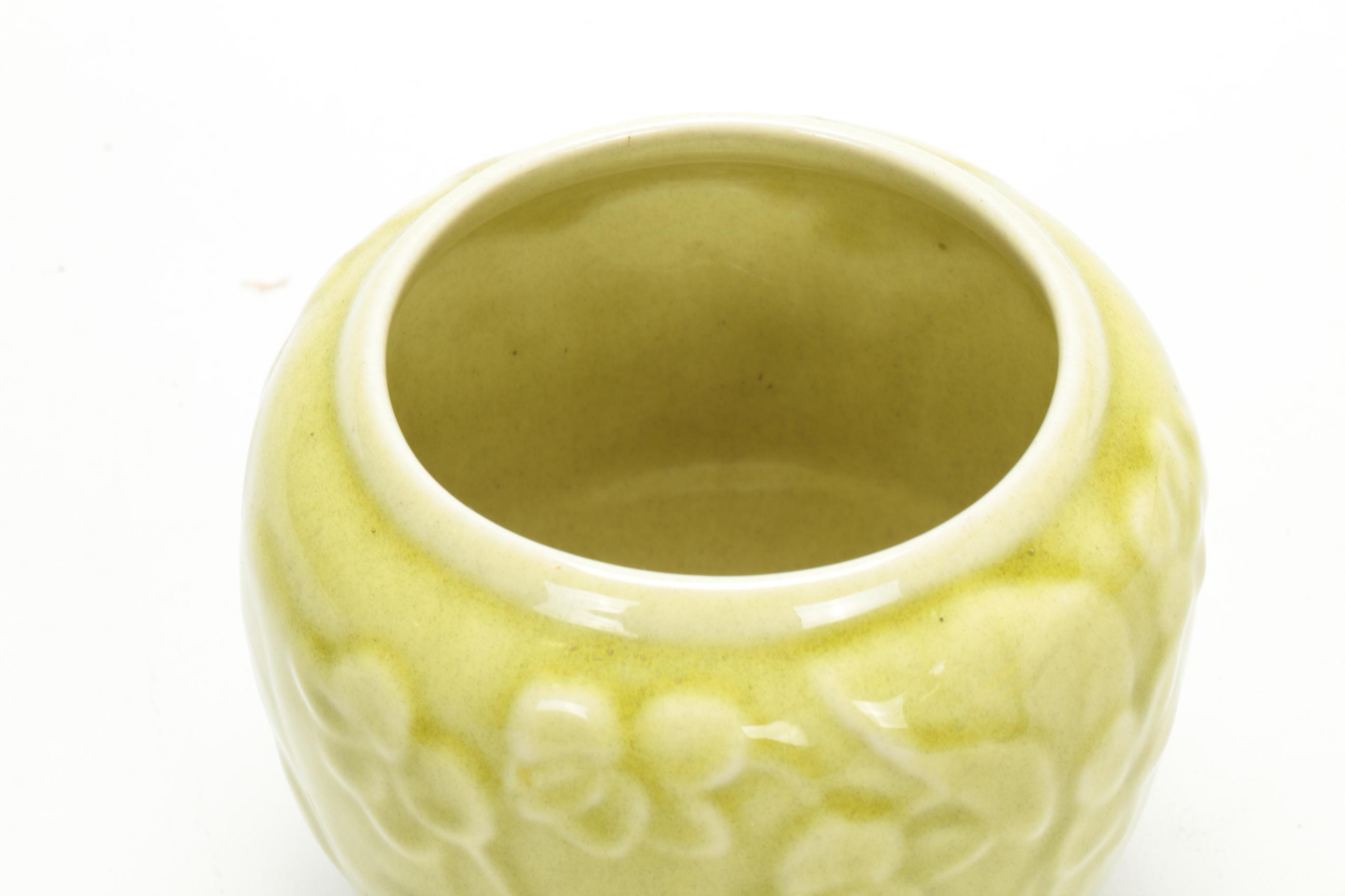 Rookwood Pottery "Violets" Chartreuse Jardinière, 1946