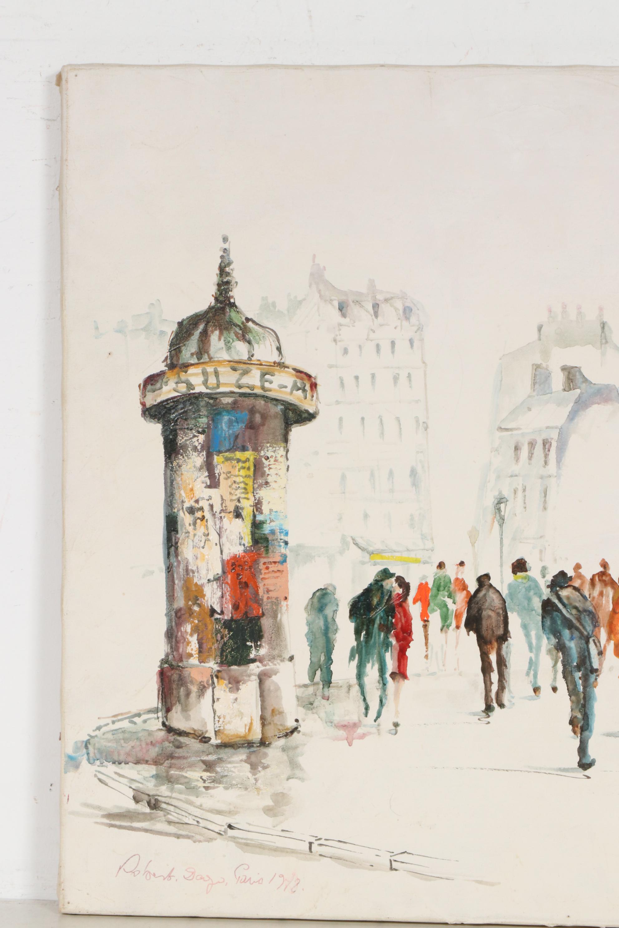 Robert Dago Acrylic Painting, Late 20th Century