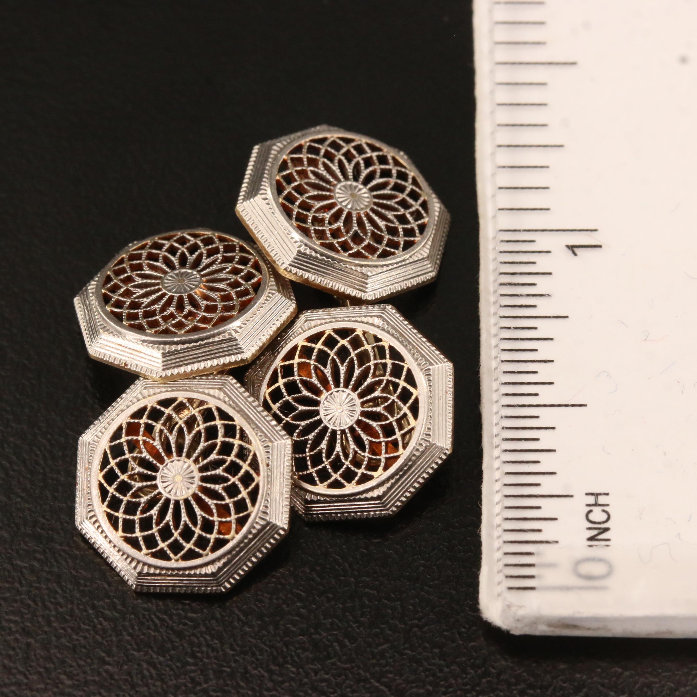 Art Deco Platinum and 14K Openwork Cufflinks