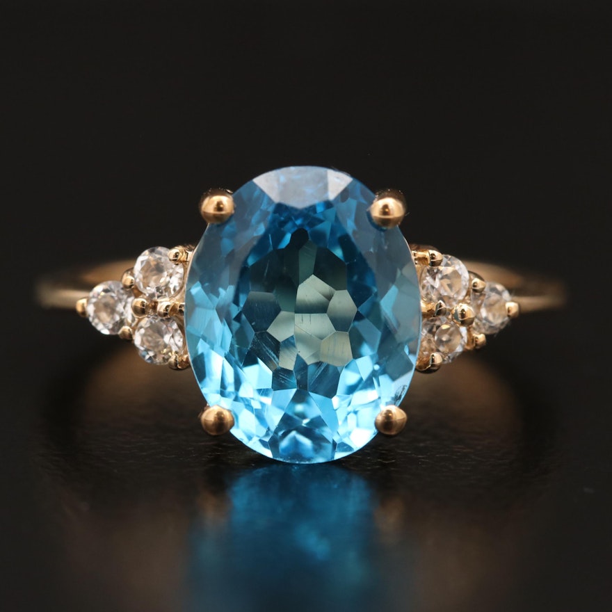 10K Topaz Ring with White Topaz Accents