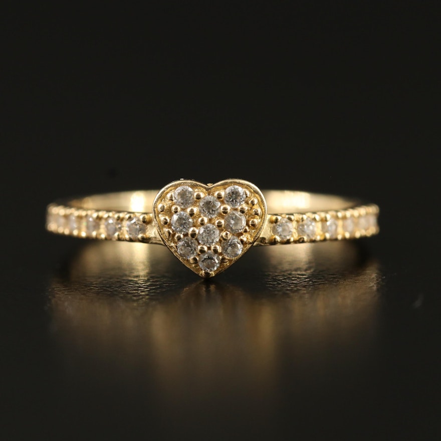 10K Cubic Zirconia Heart Ring