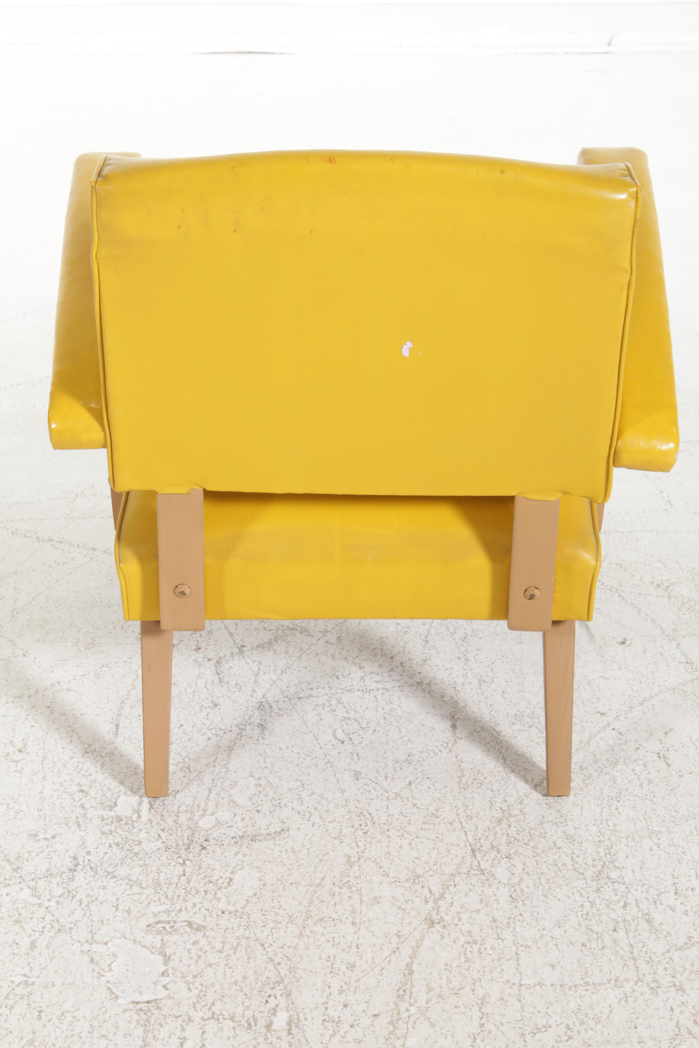 Viking Artline Mid Century Modern Yellow Vinyl and Wood Armchair