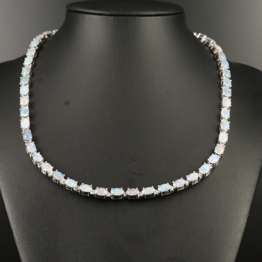 Sterling Silver Opal Triplet Collar Necklace
