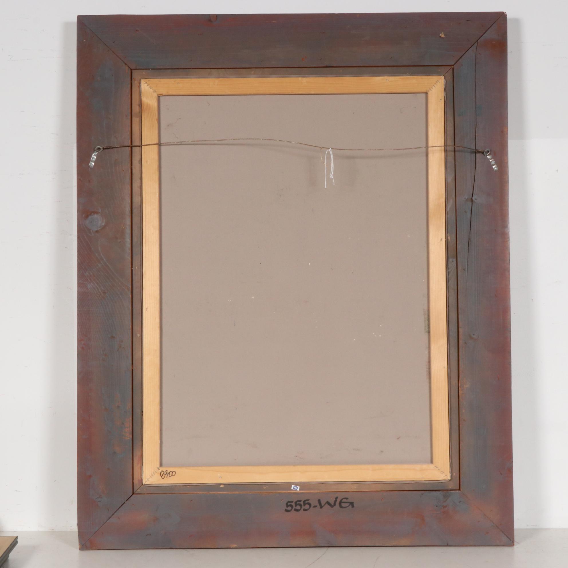 Coastal Village Harbor Copy Oil Painting after Walter Samuel, Late 20th Century