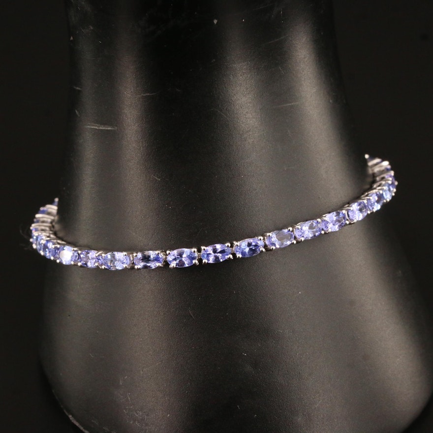 Sterling Silver Tanzanite Line Bracelet