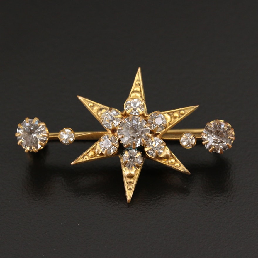 Antique Rhinestone Star Brooch