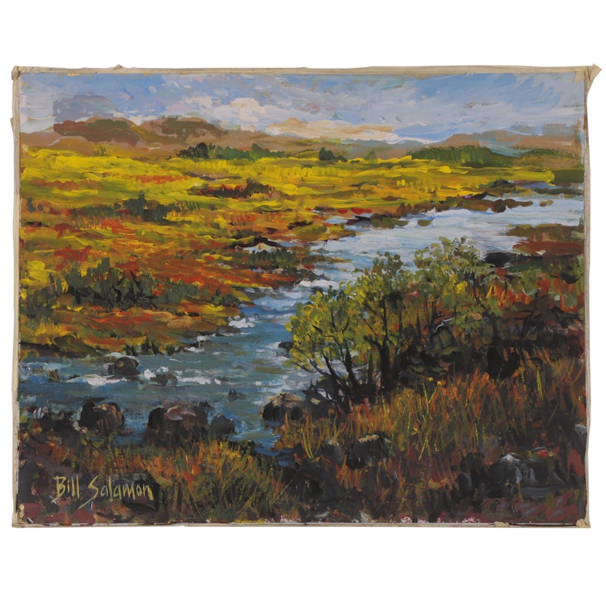 Bill Salamon Landscape Oil Painting, Late 20th Century