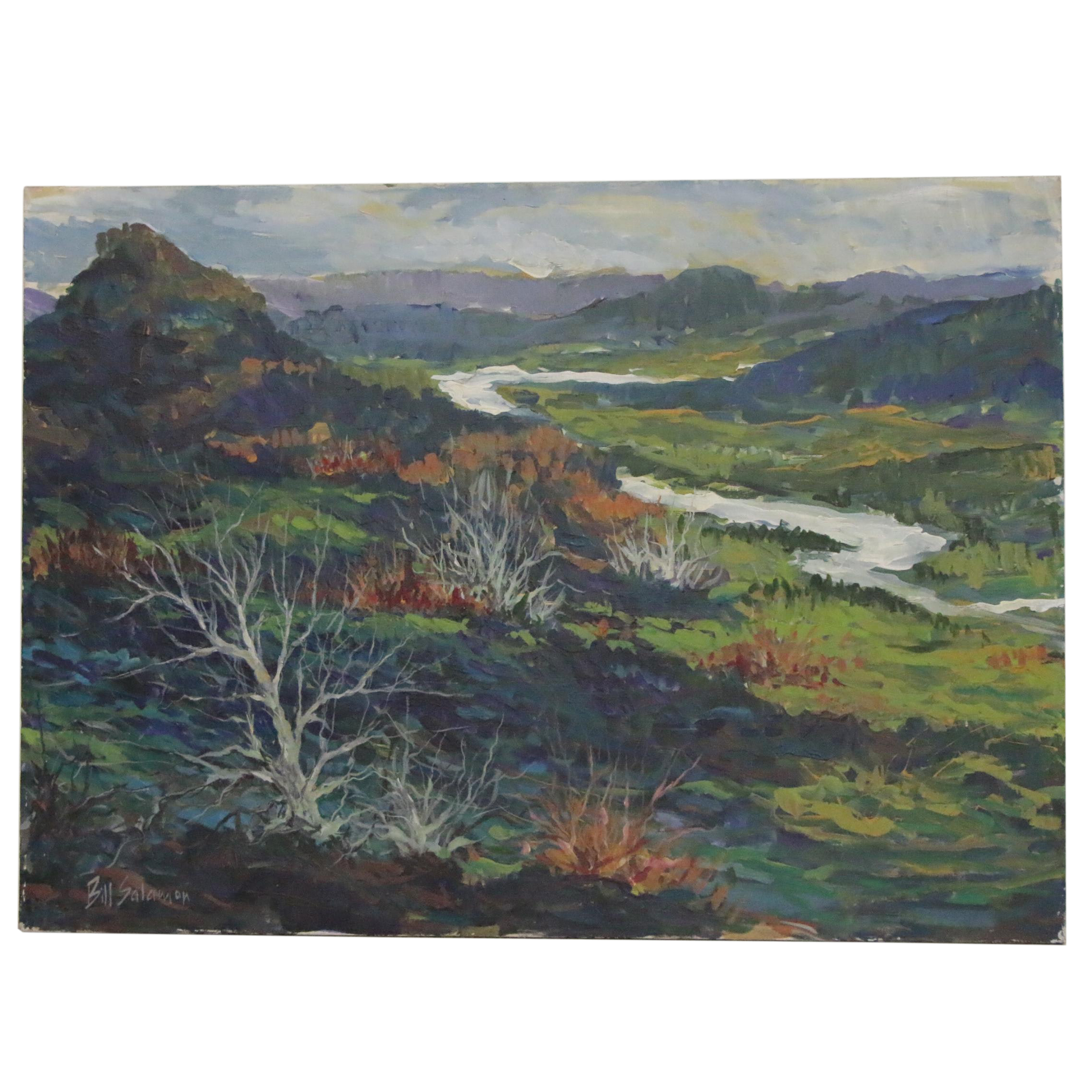 Bill Salamon Landscape Acrylic Painting, Late 20th Century