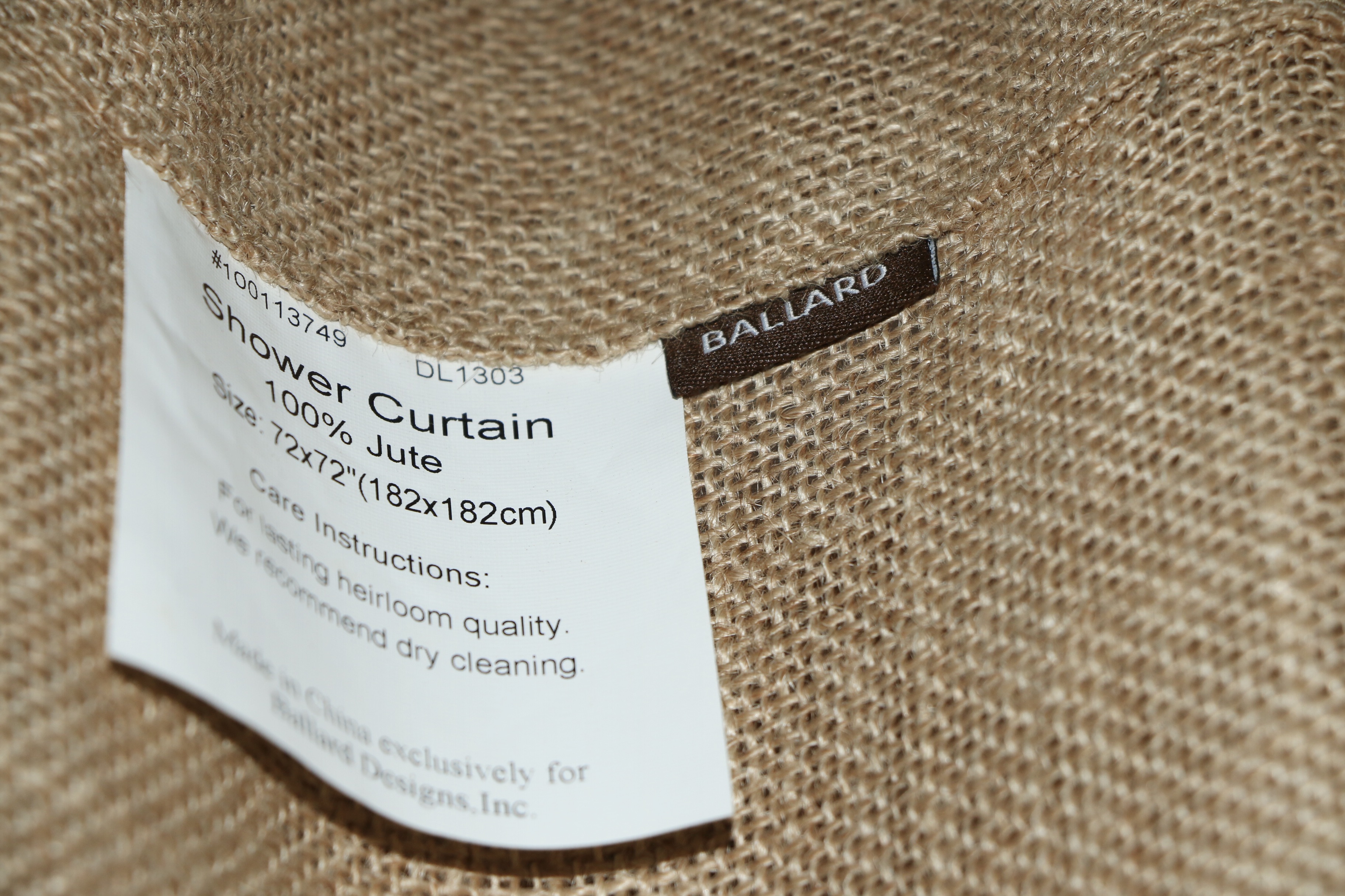 Ballard Designs Fringe Burlap Drapes, Shower Curtain, and Bed Skirt