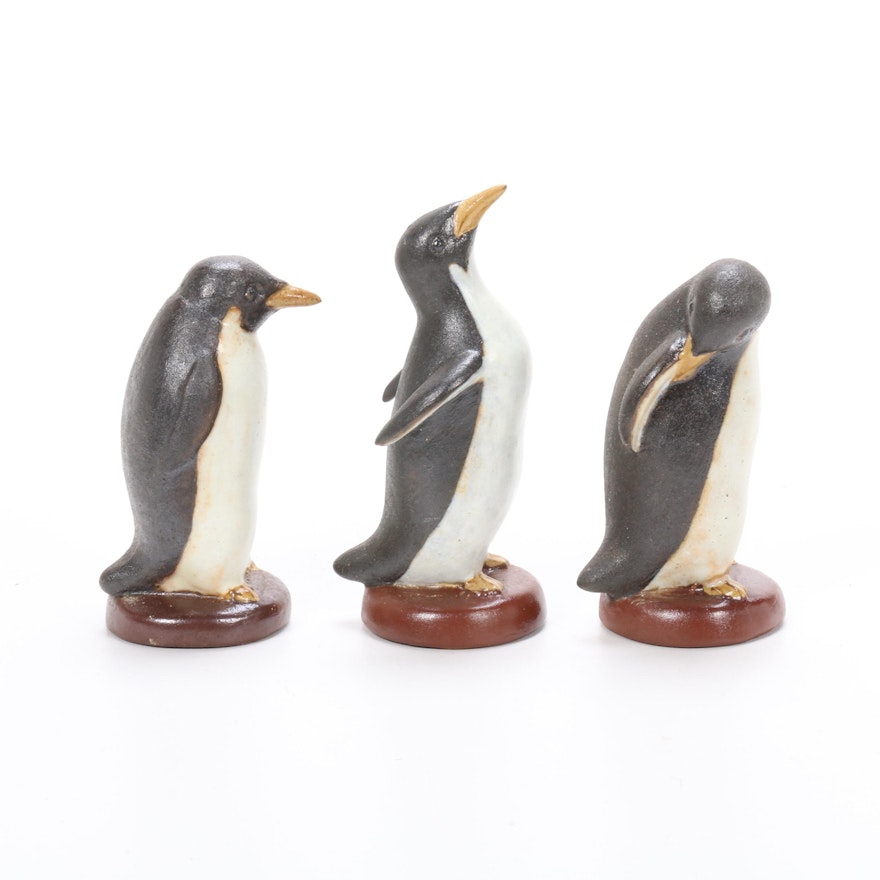 Nicodemus Pottery Ferro-Stone Penguin Figurines
