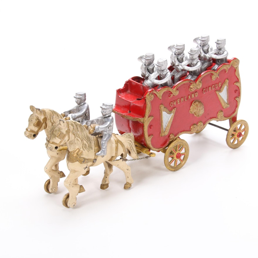 Cast Iron Overland Circus Horse-Drawn Wagon