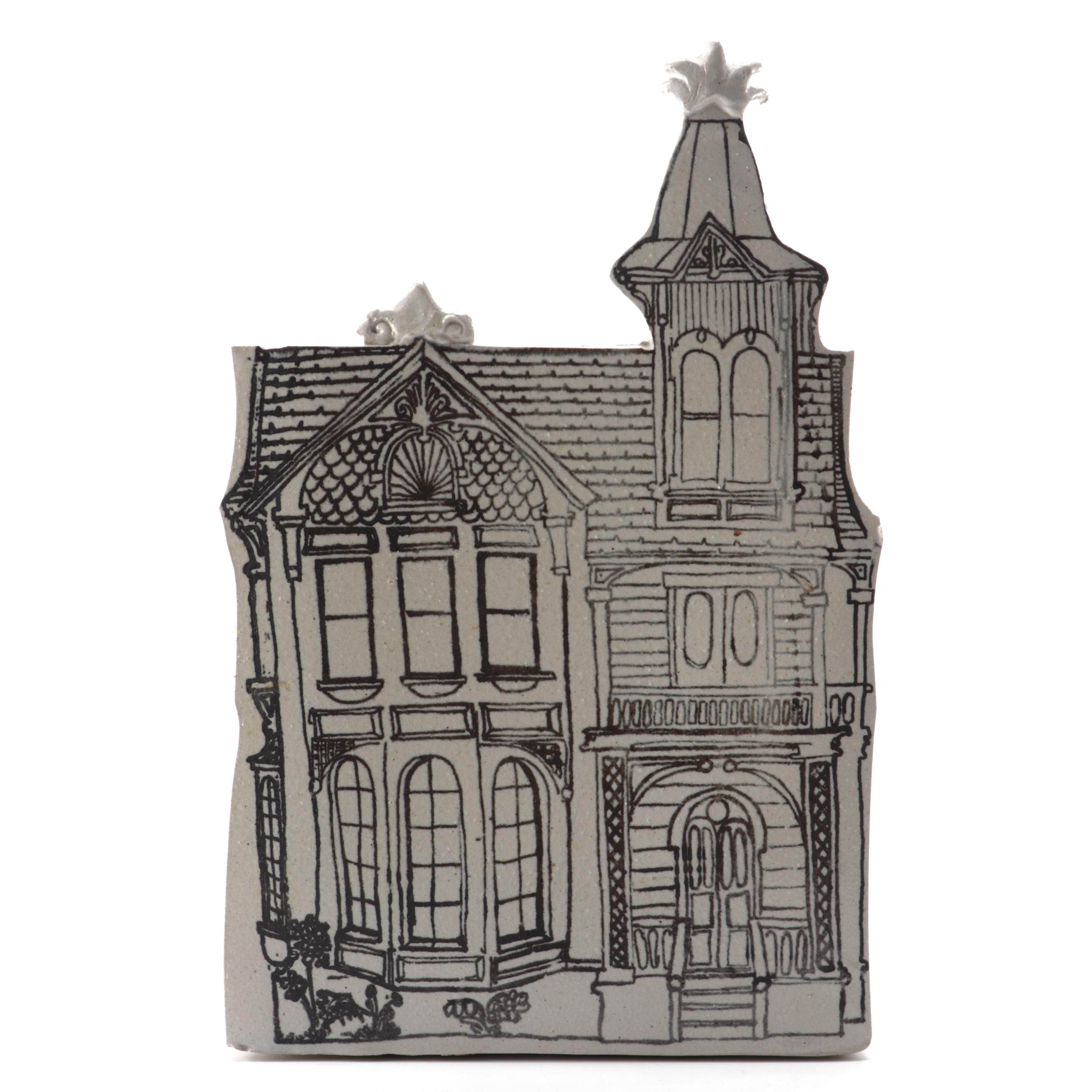 Jon Carlos Lopez for Bennington Pottery Victorian House Ceramic Vase, 1970s