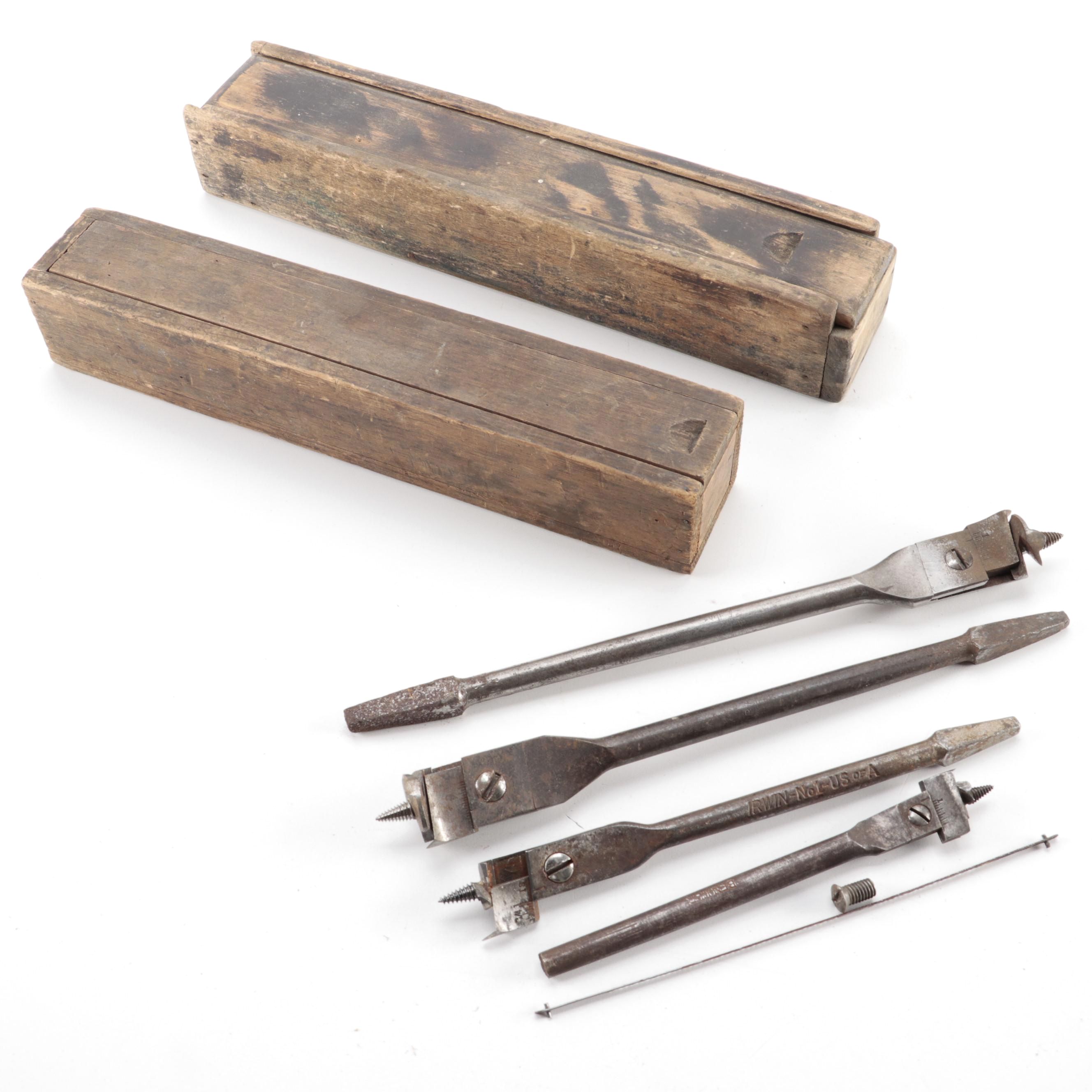 Expansion Drills Bits, Feeler Gauge, and More, with Wood Sliding Boxes