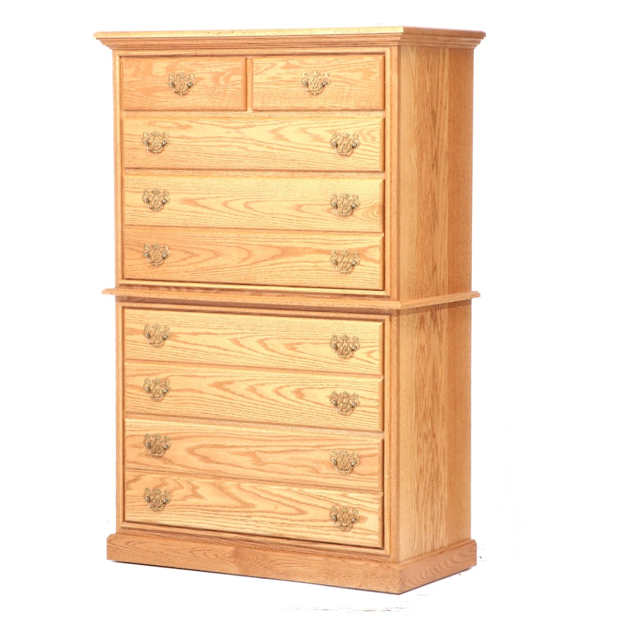 Colonial Style Oak Six-Drawer Chest