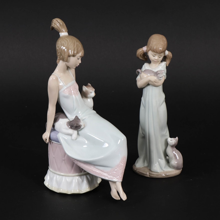 Lladró "Don't Forget Me" and "Bedtime" Porcelain Figurines