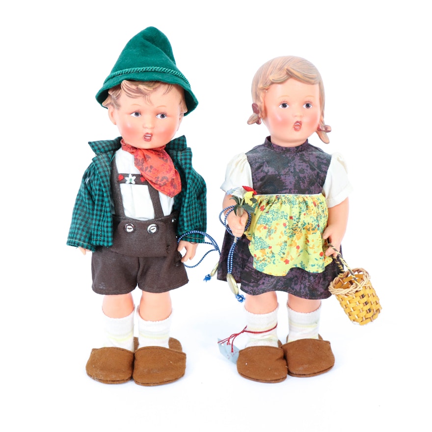 Goebel Hummel Hansel and Gretel Dolls, Mid to Late 20th Century