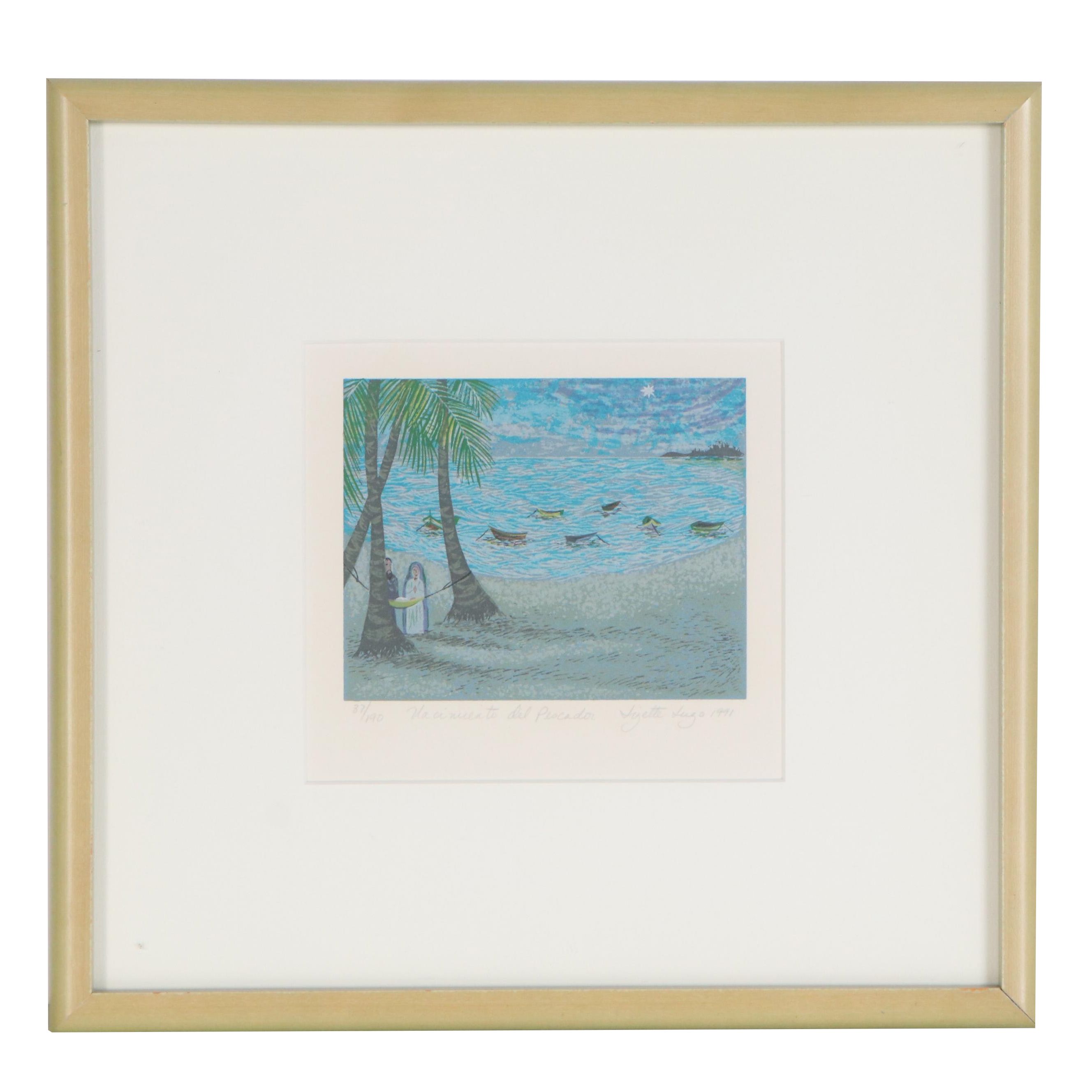 Lizette Lugo Serigraph "Vaciamiento del Pescador (Fisherman's Emptying)," 1991