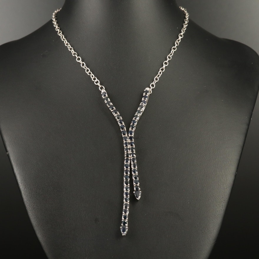 Sterling Sapphire Y Necklace