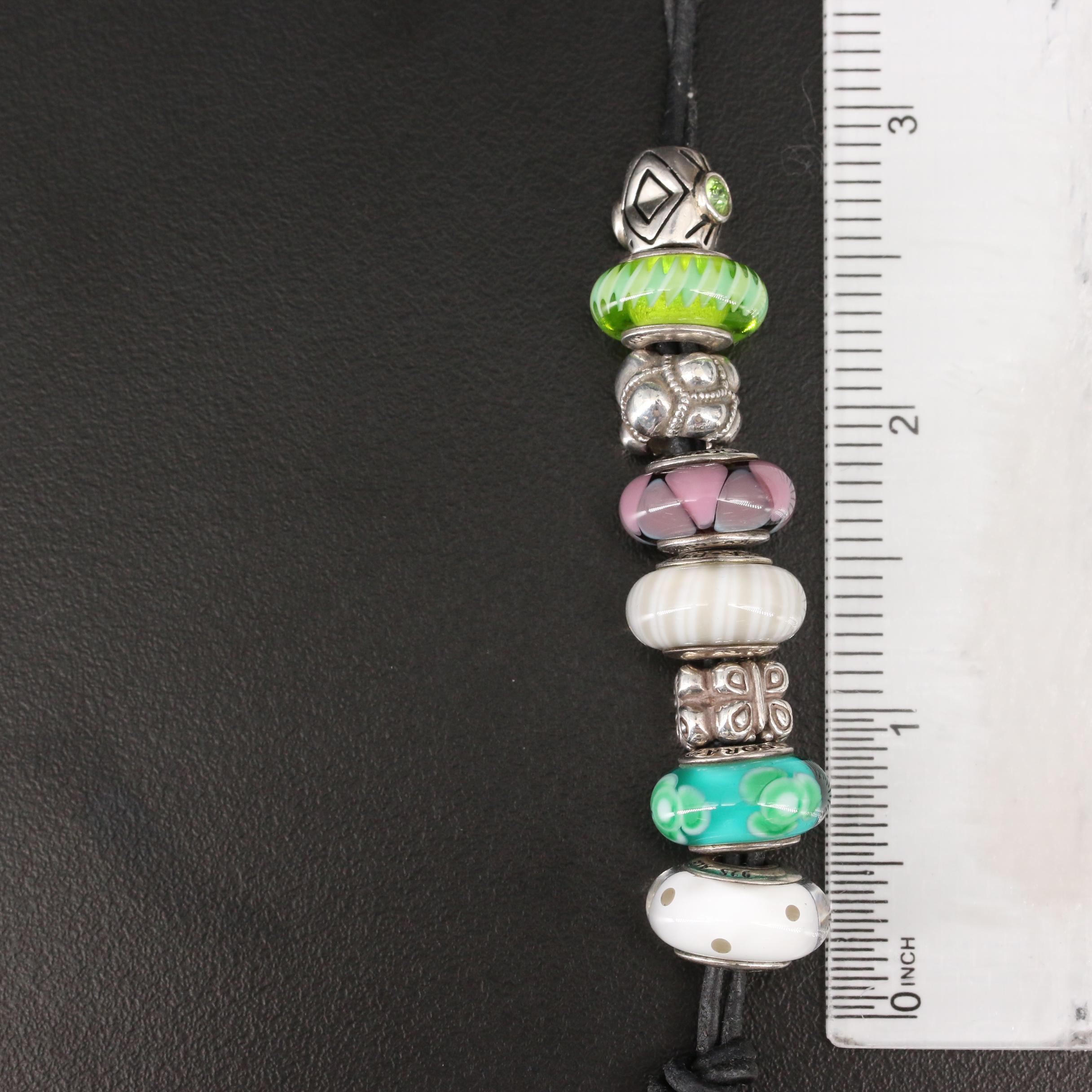 Chamilia and Pandora Sterling Slide Necklace with Murano Glass
