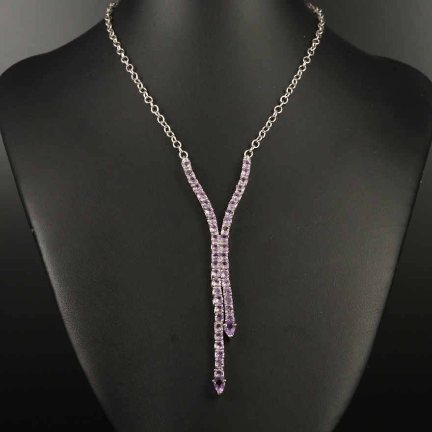 Sterling Silver Amethyst Lariat Necklace