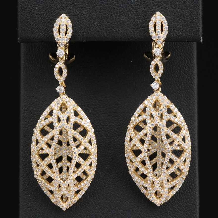 Sterling Silver Cubic Zirconia Openwork Dangle Earrings