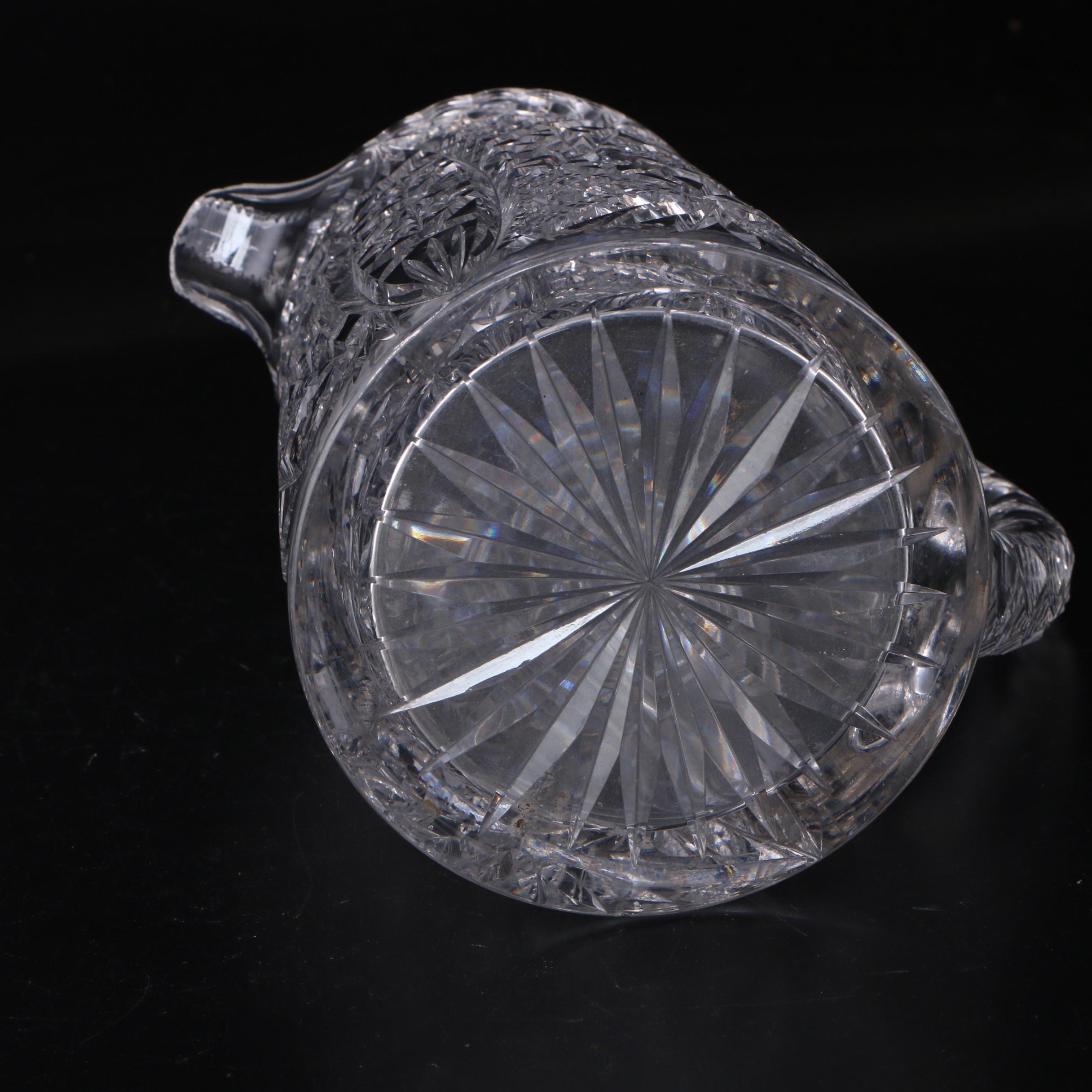 American Brilliant Cut Glass Lead Crystal Water Pitcher, Late 19th/Early 20th C.