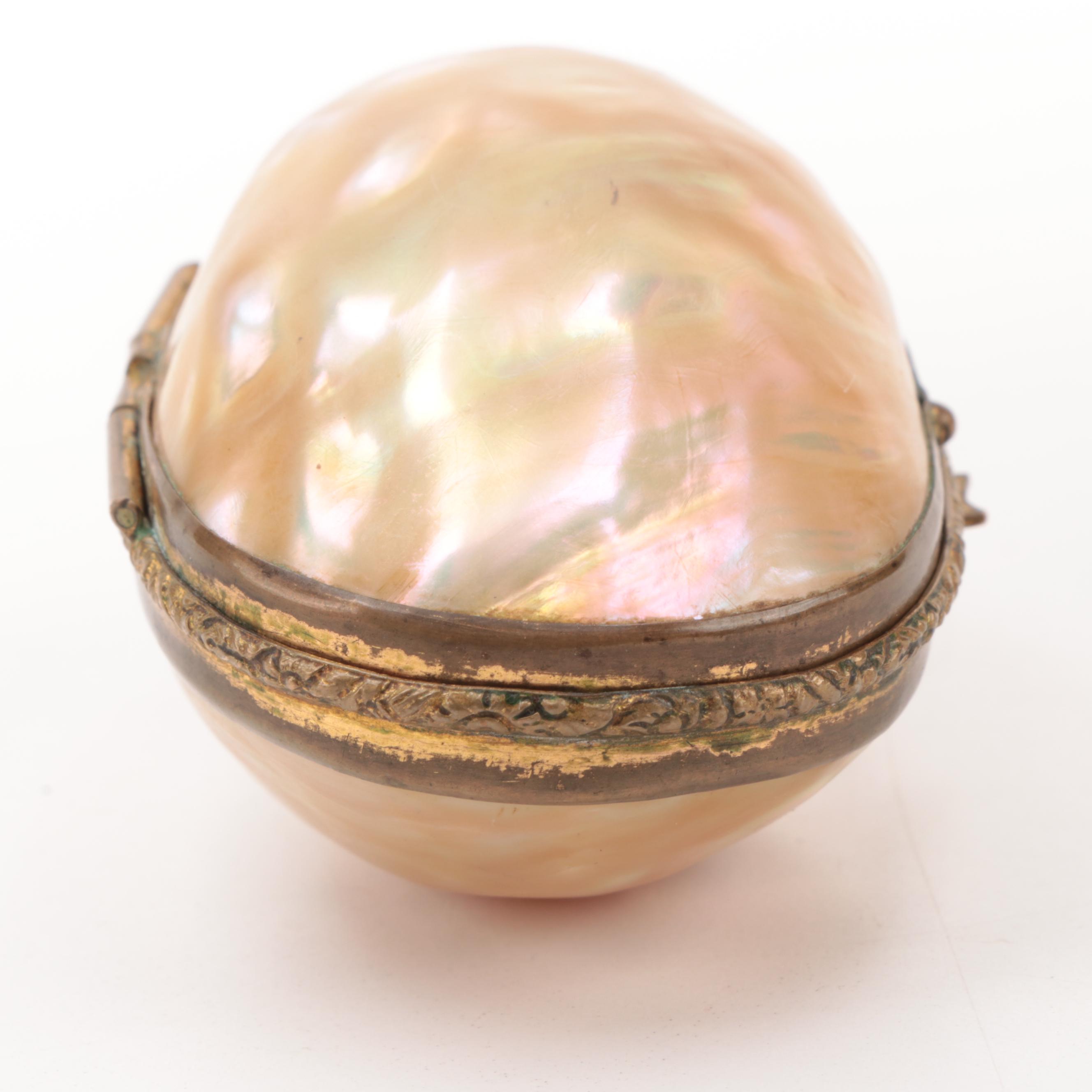 Mother-of-Pearl and Brass Box