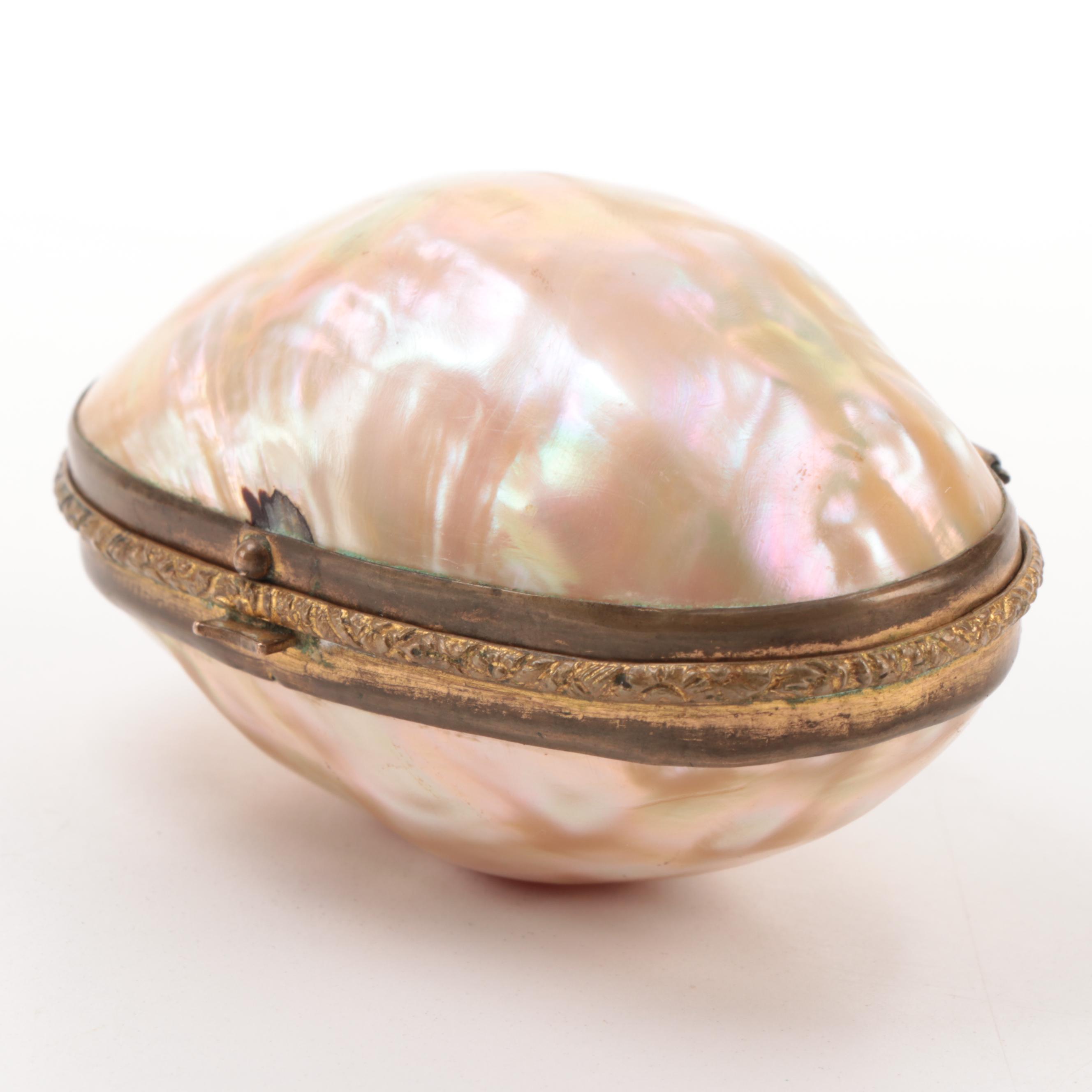 Mother-of-Pearl and Brass Box